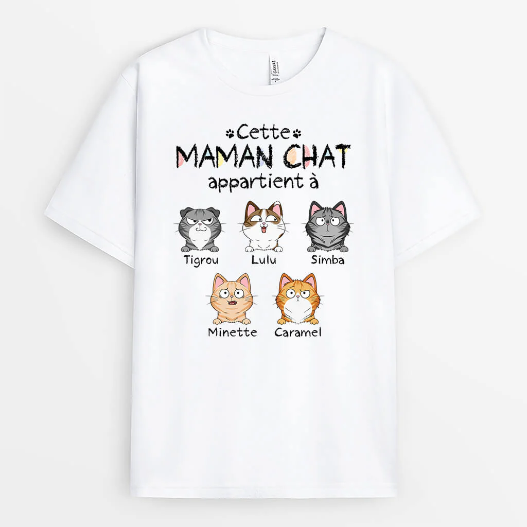 Tee Shirt Personnalisé - Cette Maman Appartient Aux Chats Mignons