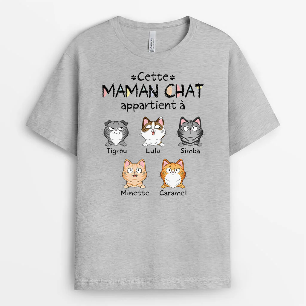Tee Shirt Personnalisé - Cette Maman Appartient Aux Chats Mignons - Image 2
