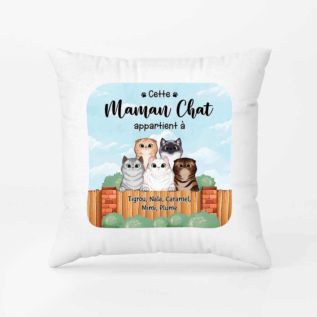 Coussin Personnalisé Maman - Cette Maman Chat Appartient À