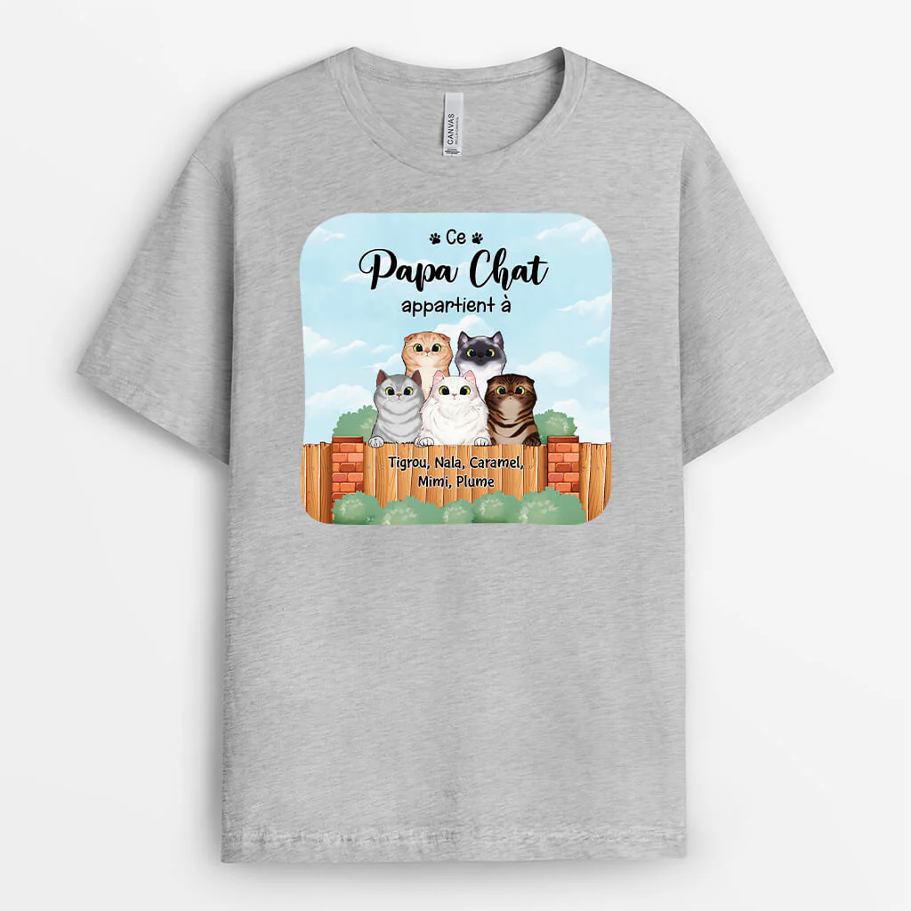 Tee Shirt Personnalisé Pour Maman - Cette Maman Chat Appartient À - Version Clôture Bois - Image 2