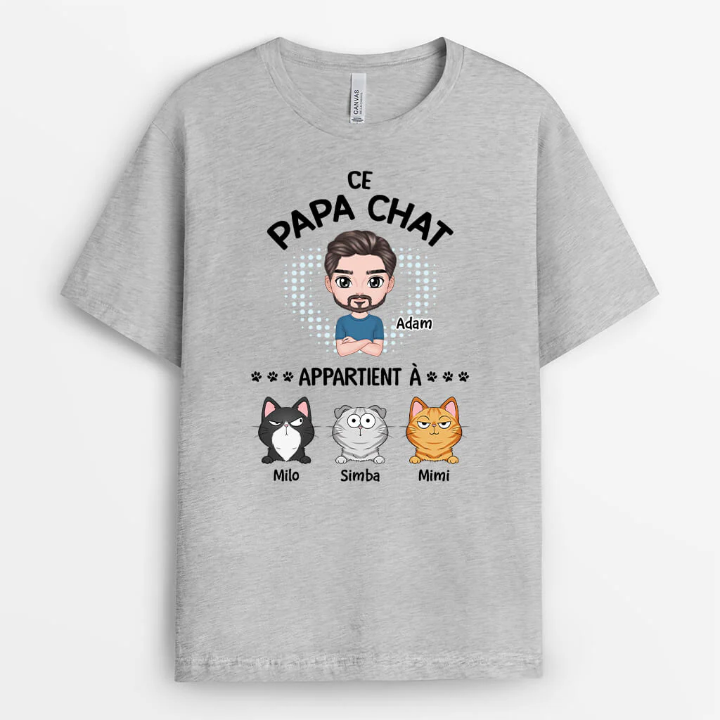 T shirt Personnalisé Chat - Cette Maman Chat Appartient À Version Maître et Chat - Image 2