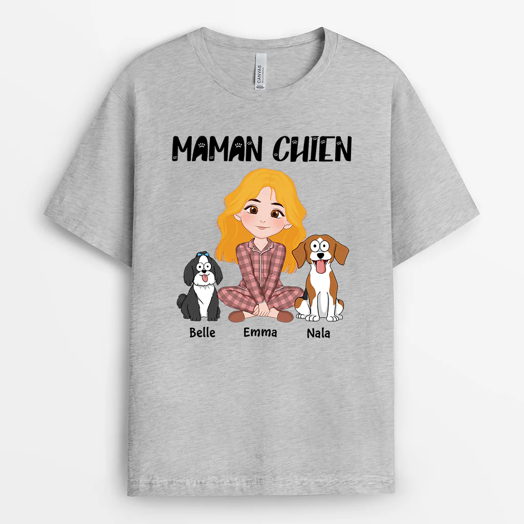 T Shirt Personnalisé Chien | Cette Maman Chien Appartient À Version Texte Avec Pattes De Chien - Image 2
