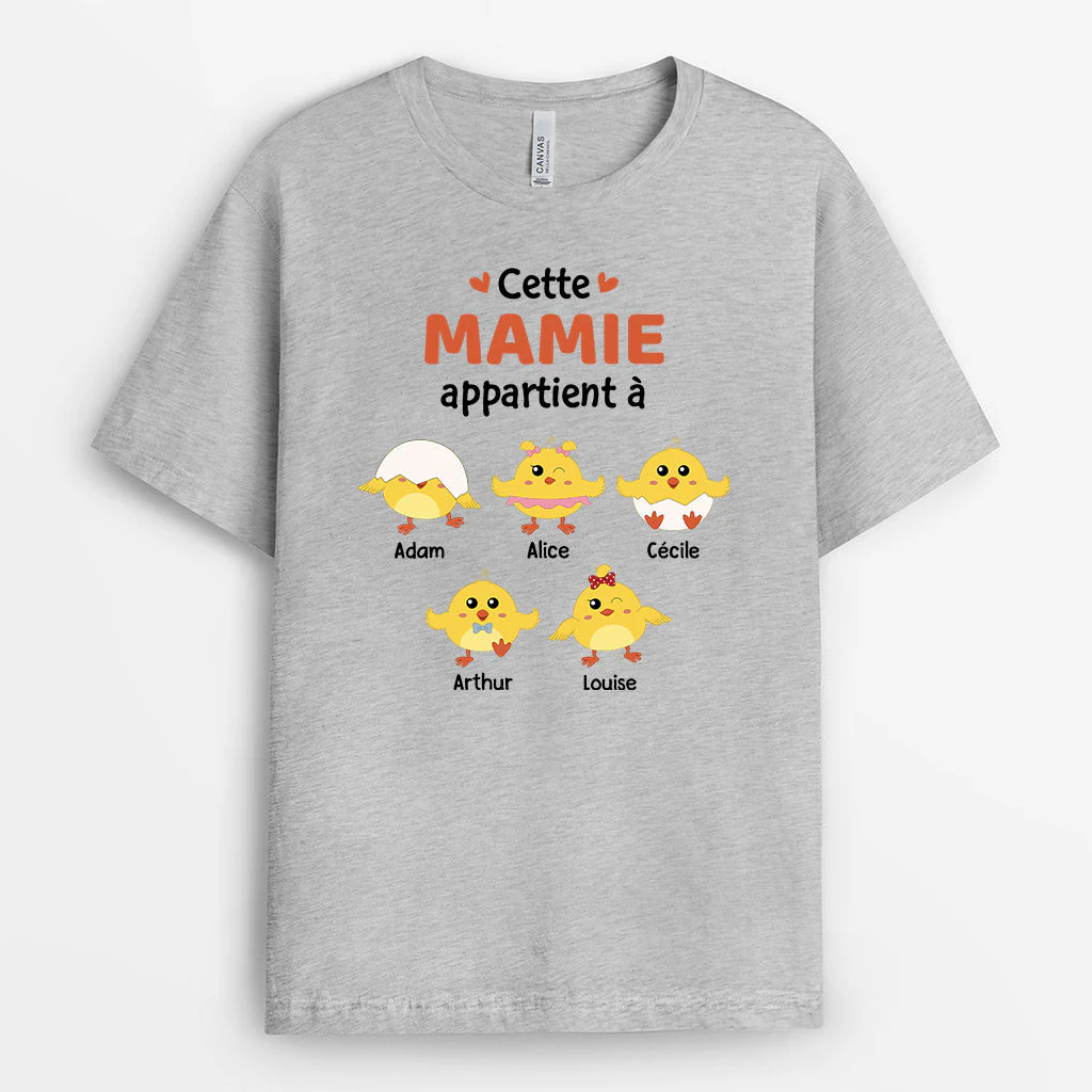 Tee Shirt Personnalisé Mamie - Cette Mamie Appartient À | Avec Poussins