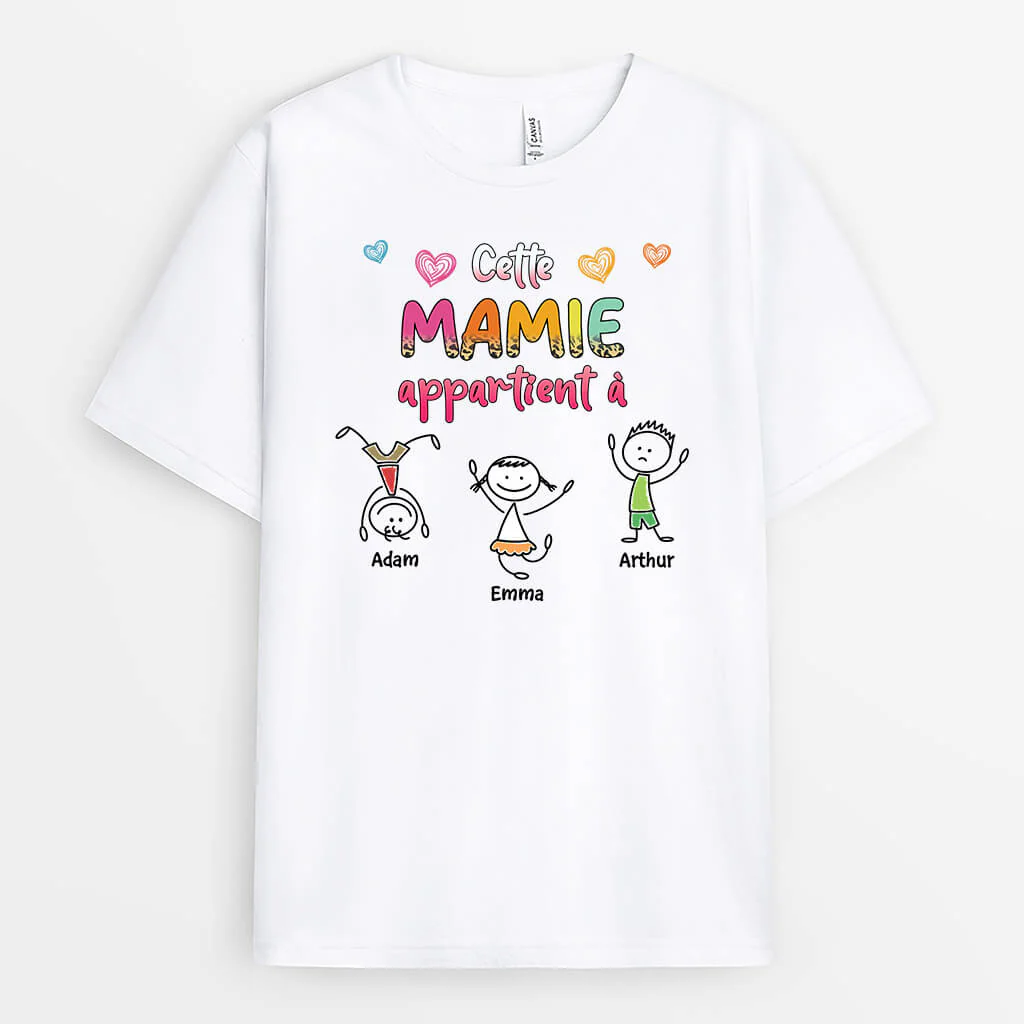 Cette Mamie Appartient À Version Dessin Des Petits-Enfants Espiègles - Tee Shirt Mamie Original