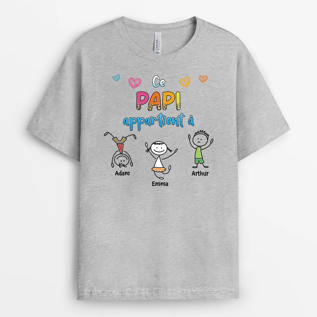 Cette Mamie Appartient À Version Dessin Des Petits-Enfants Espiègles - Tee Shirt Mamie Original - Image 2