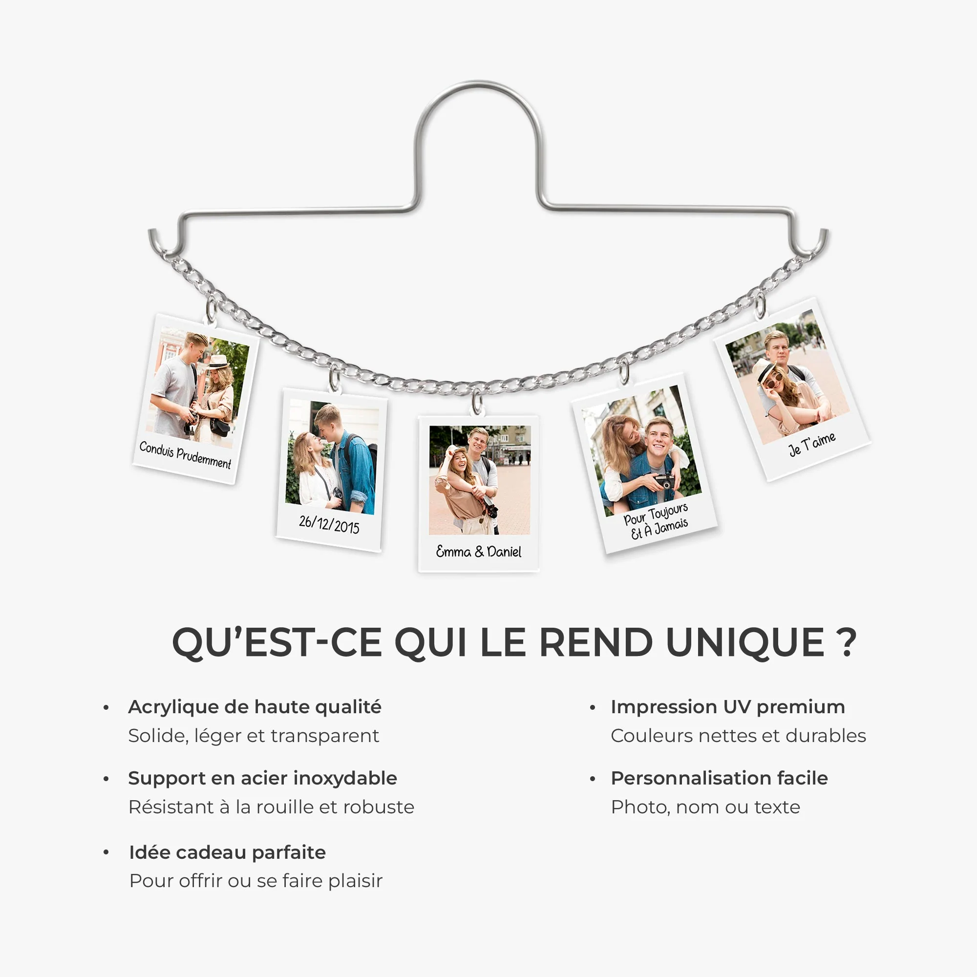 Charmes De Voiture Personnalisées Avec Photo Couple - Je T’aime Encore Plus - Image 4