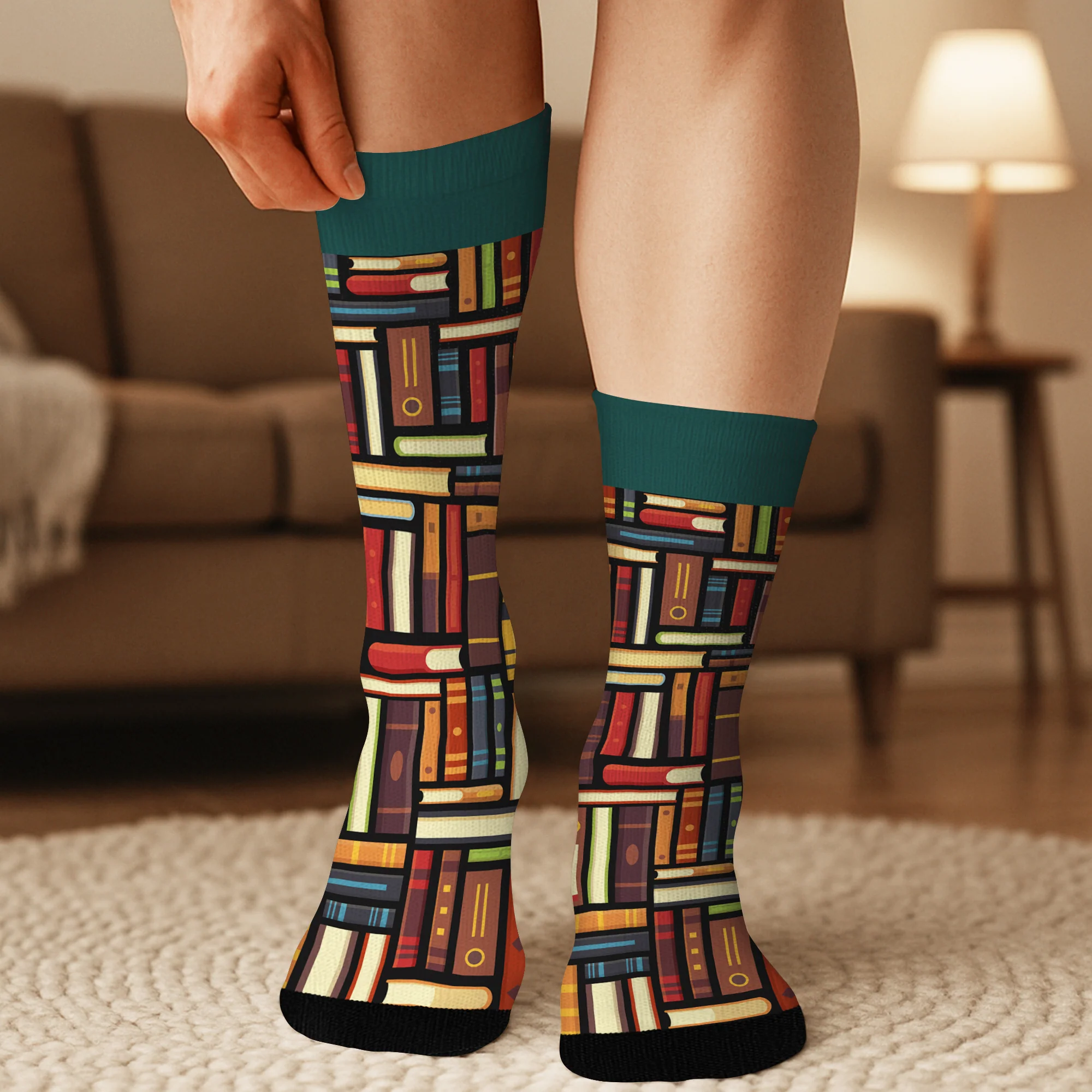 Chaussettes Femme Homme Personnalisées Avec Texte - Je Lis Des Livres - Image 3