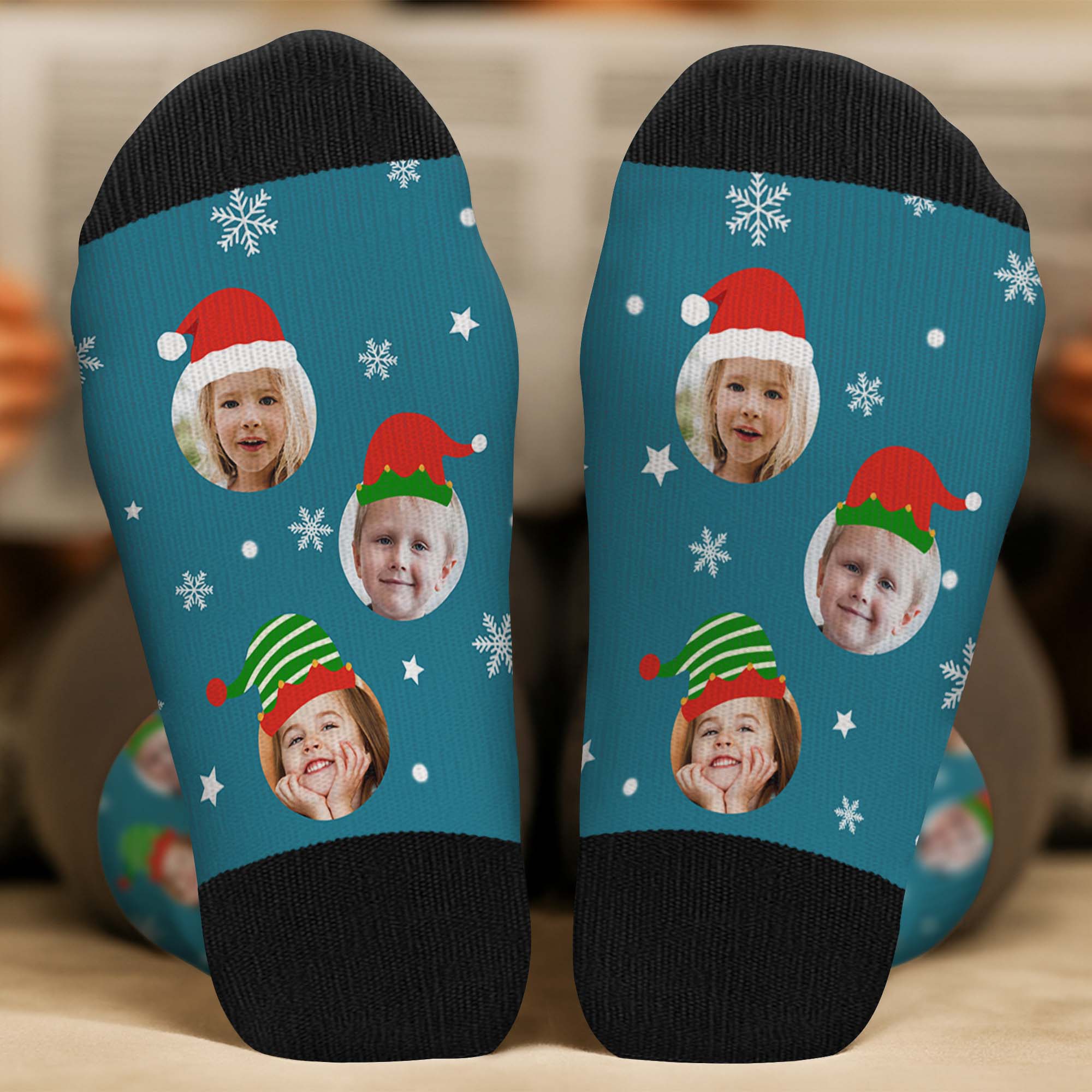 Chaussettes Personnalisées Avec Photo - Boule De Noël Famille - Image 3