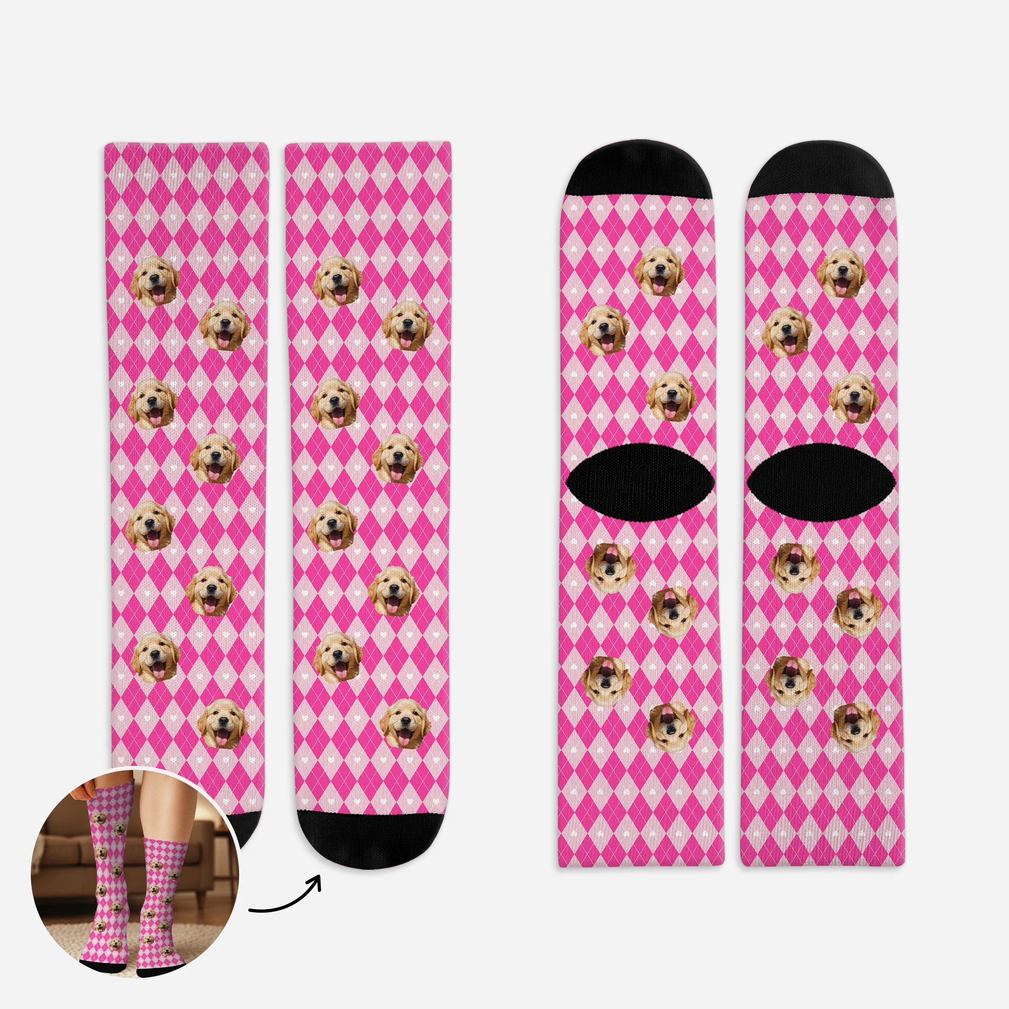 Chaussettes Personnalisées Avec Photo Pour Femme Et Homme - Toi Moi Et Chien