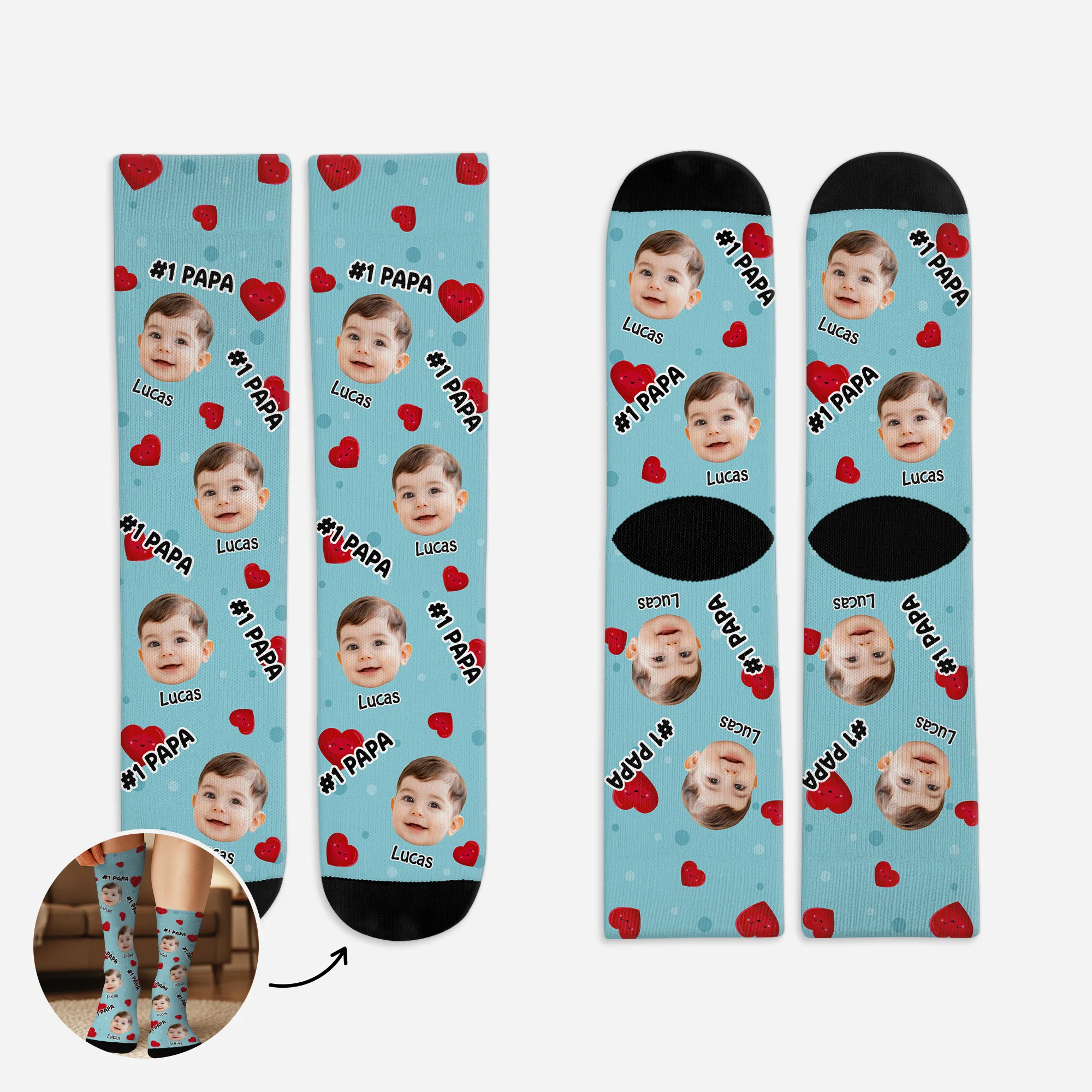 Chaussette Visage Personnalisé - Papa Numéro Un