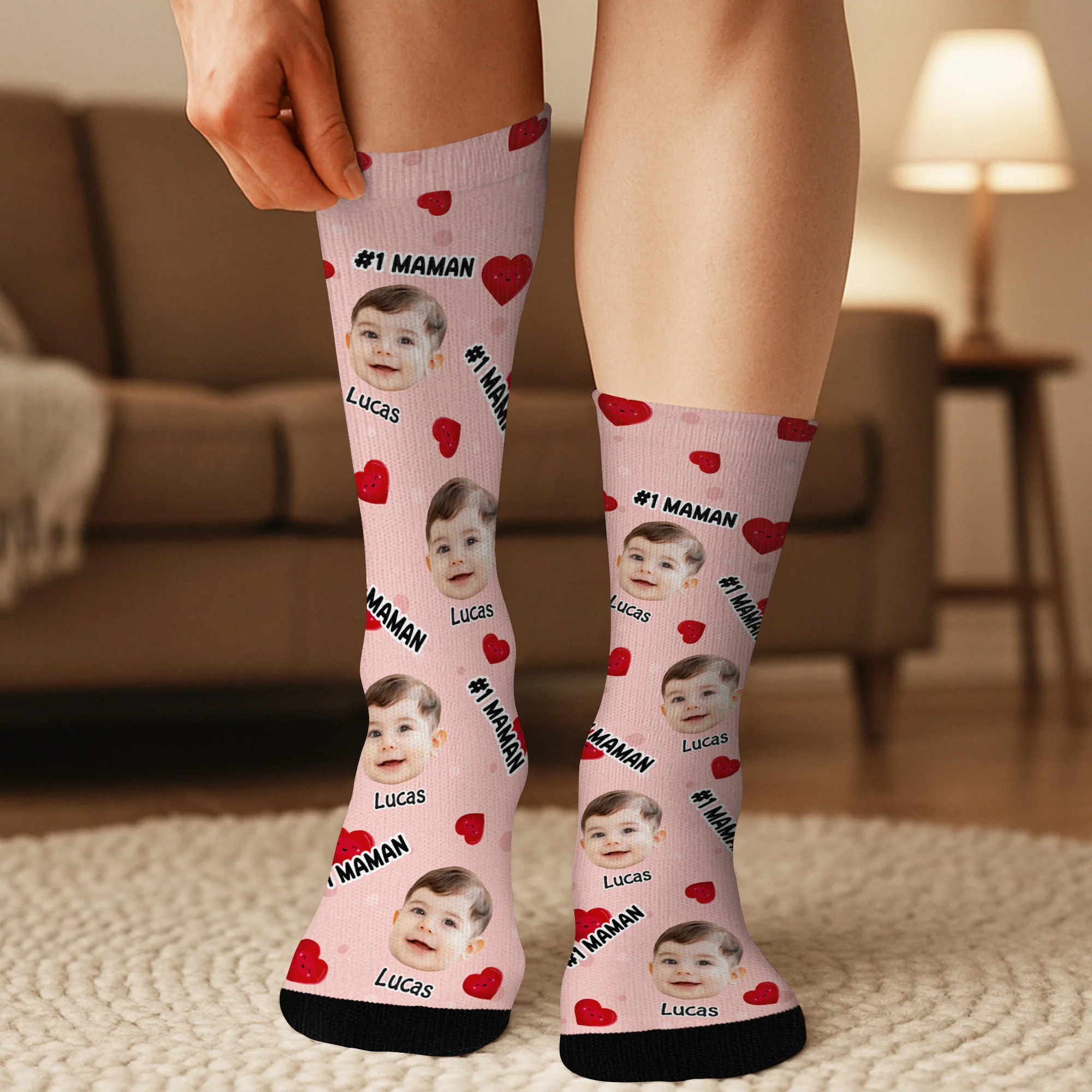Chaussette Visage Personnalisé - Papa Numéro Un - Image 3