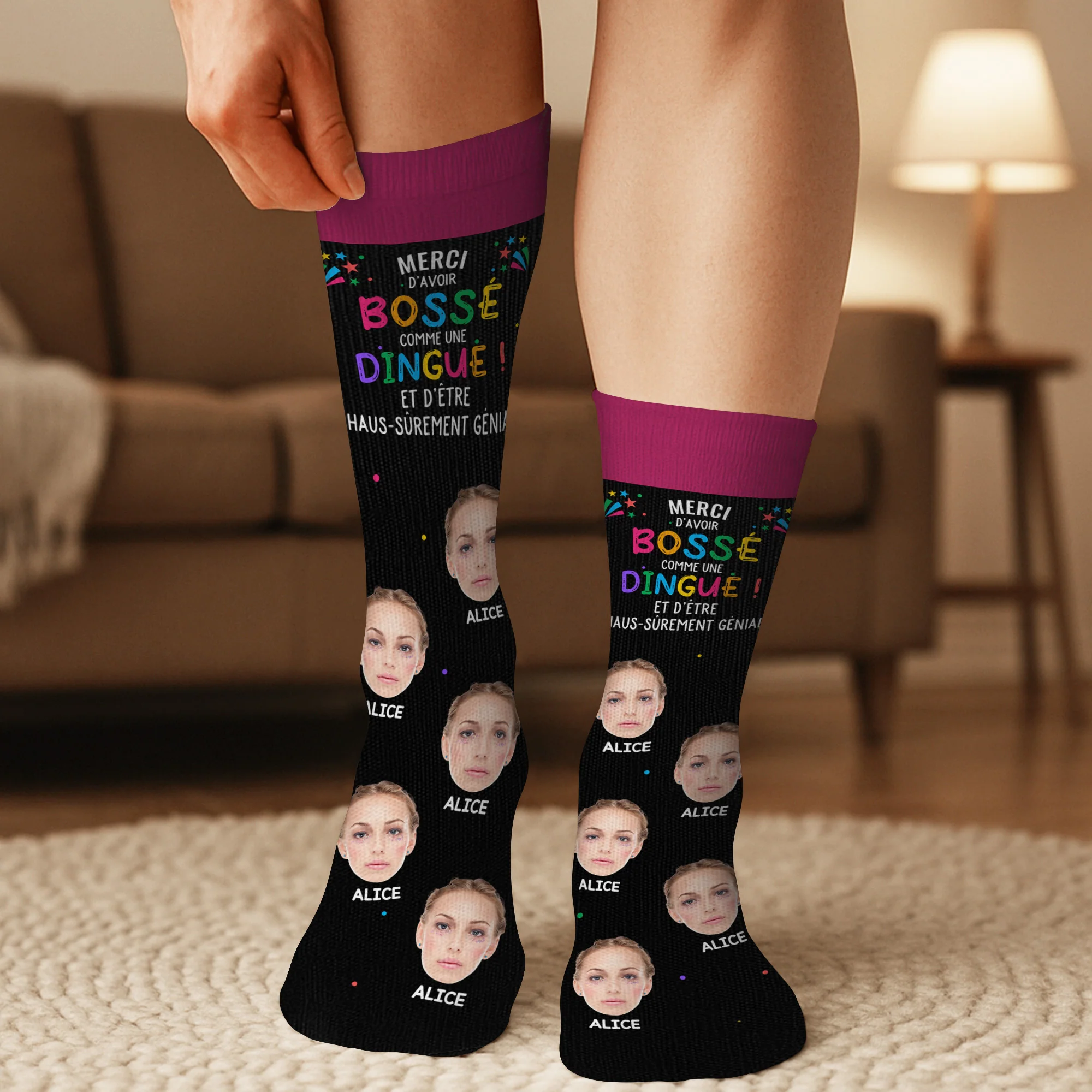 Chaussette Personnalisé Collègue Avec Visage – Merci D’Être Chaus-Sûrement Génial - Image 3