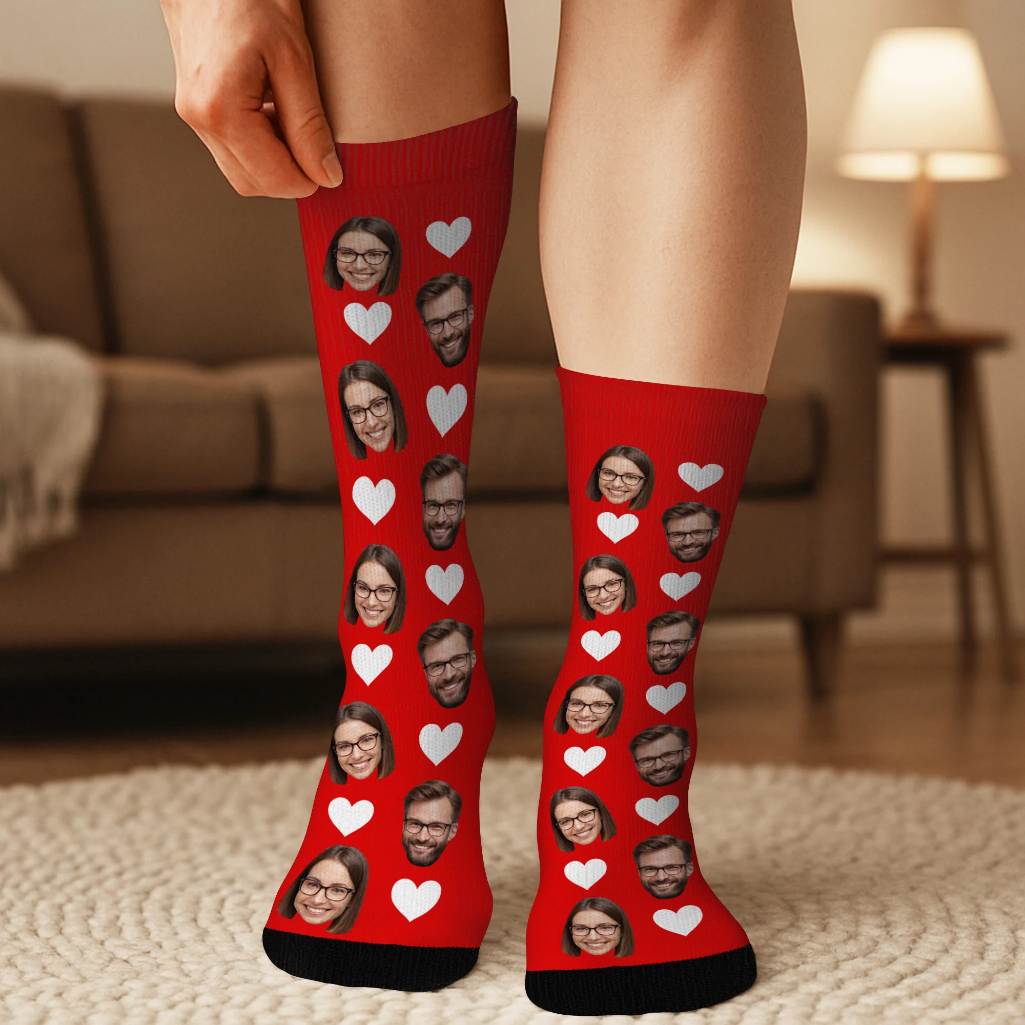 Chaussettes Personnalisées Visage – Couple Amoureux Géniaux - Image 3