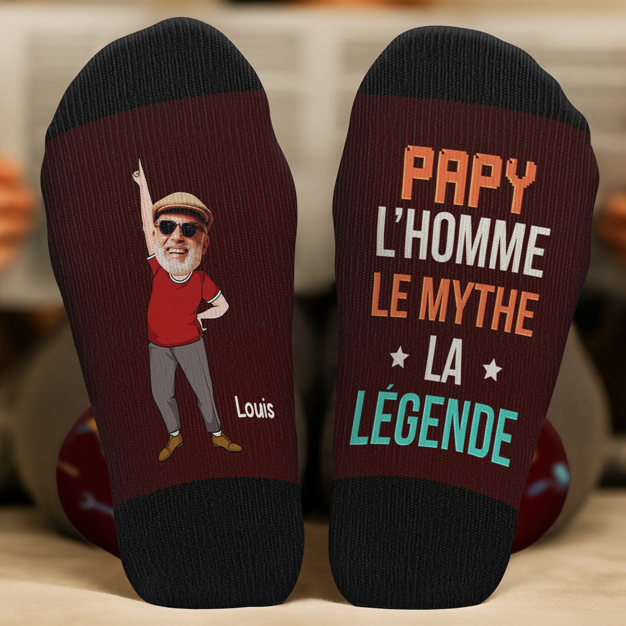 Chaussettes Personnalisées De Noël Pour Papa Papy - L’homme Le Mythe La Légende - Image 2
