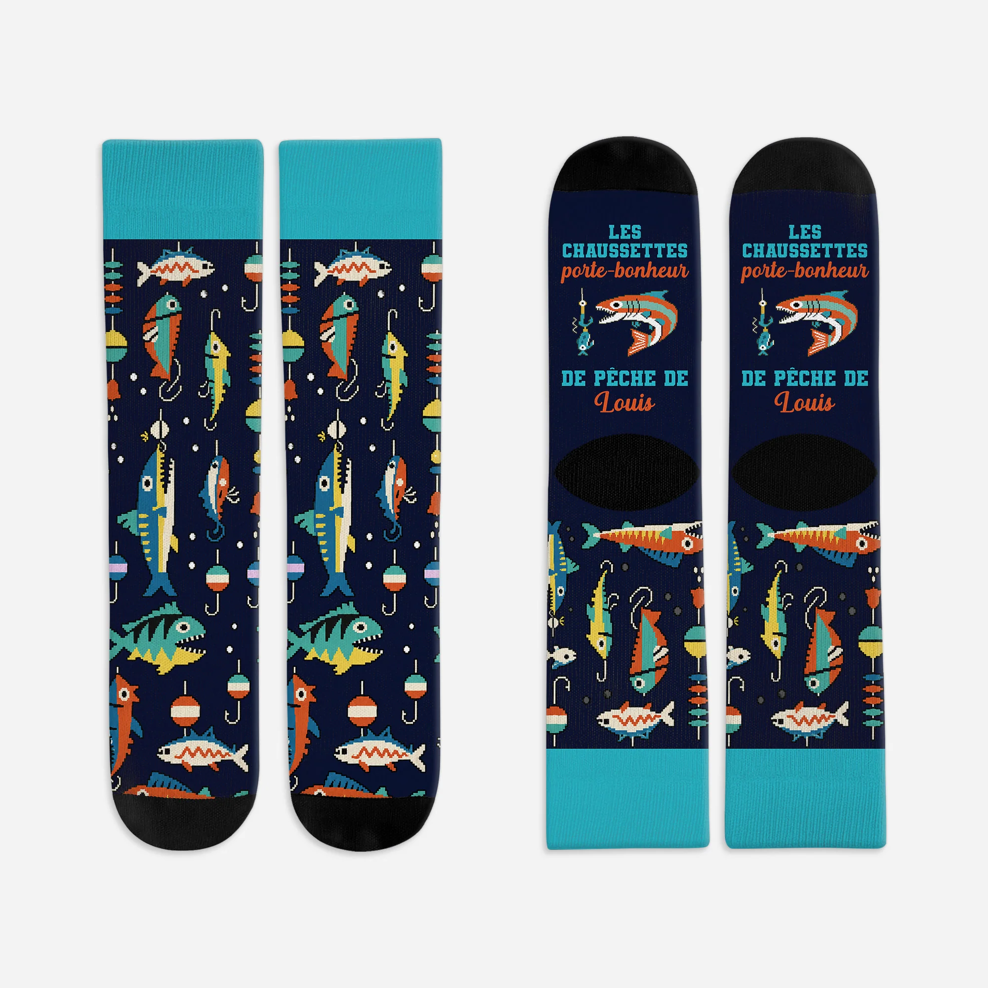 Chaussettes Personnalisées Homme Femme - Chaussettes Porte-bonheur De Pêche
