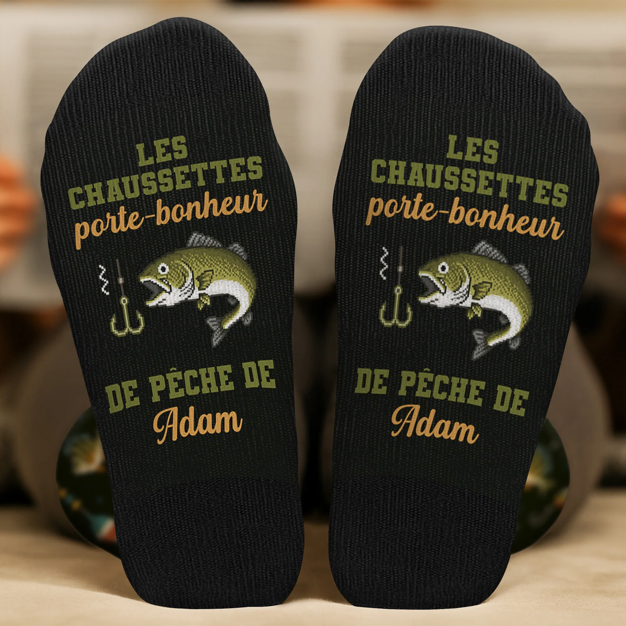 Chaussettes Personnalisées Homme Femme - Chaussettes Porte-bonheur De Pêche - Image 2