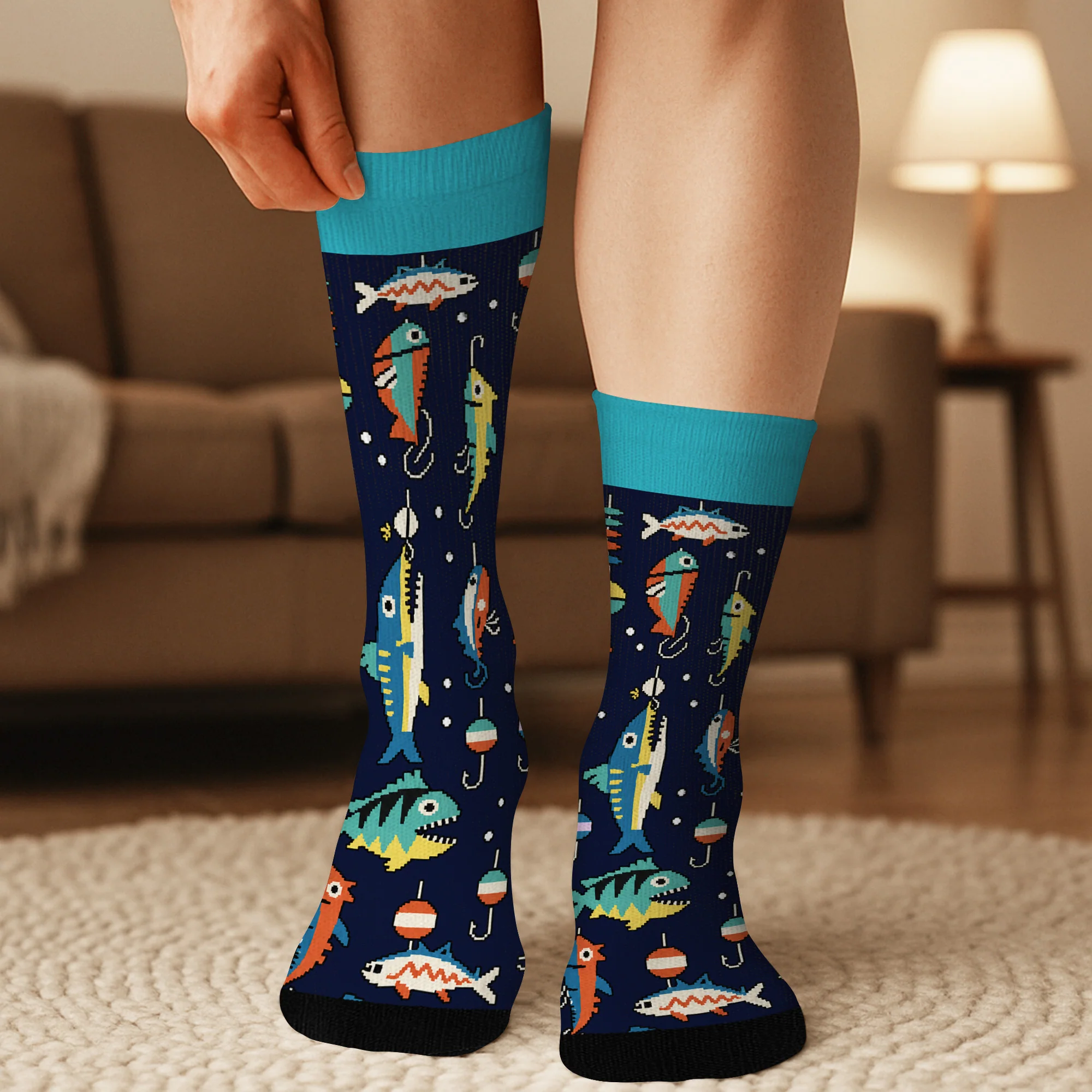 Chaussettes Personnalisées Homme Femme - Chaussettes Porte-bonheur De Pêche - Image 3