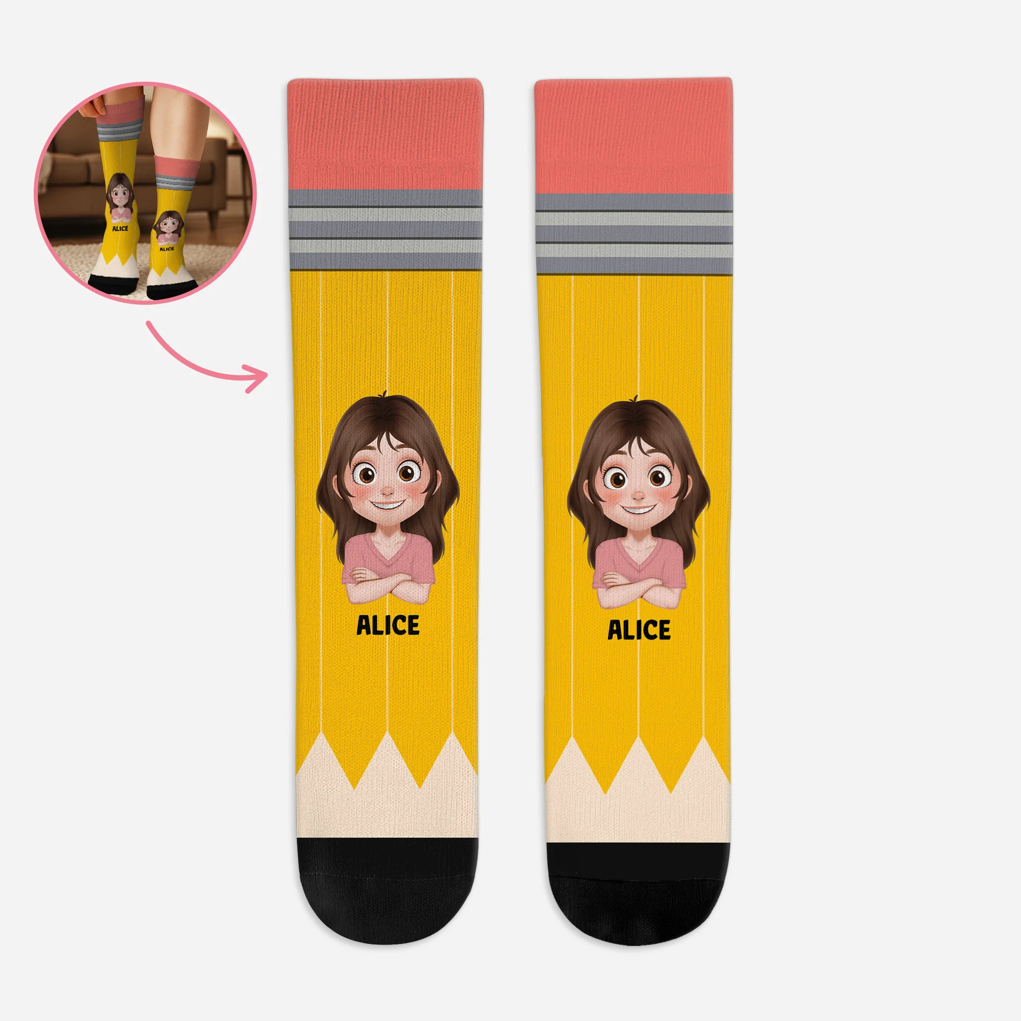 Chaussette Personnalisé Prenom Humour Pour Enfant