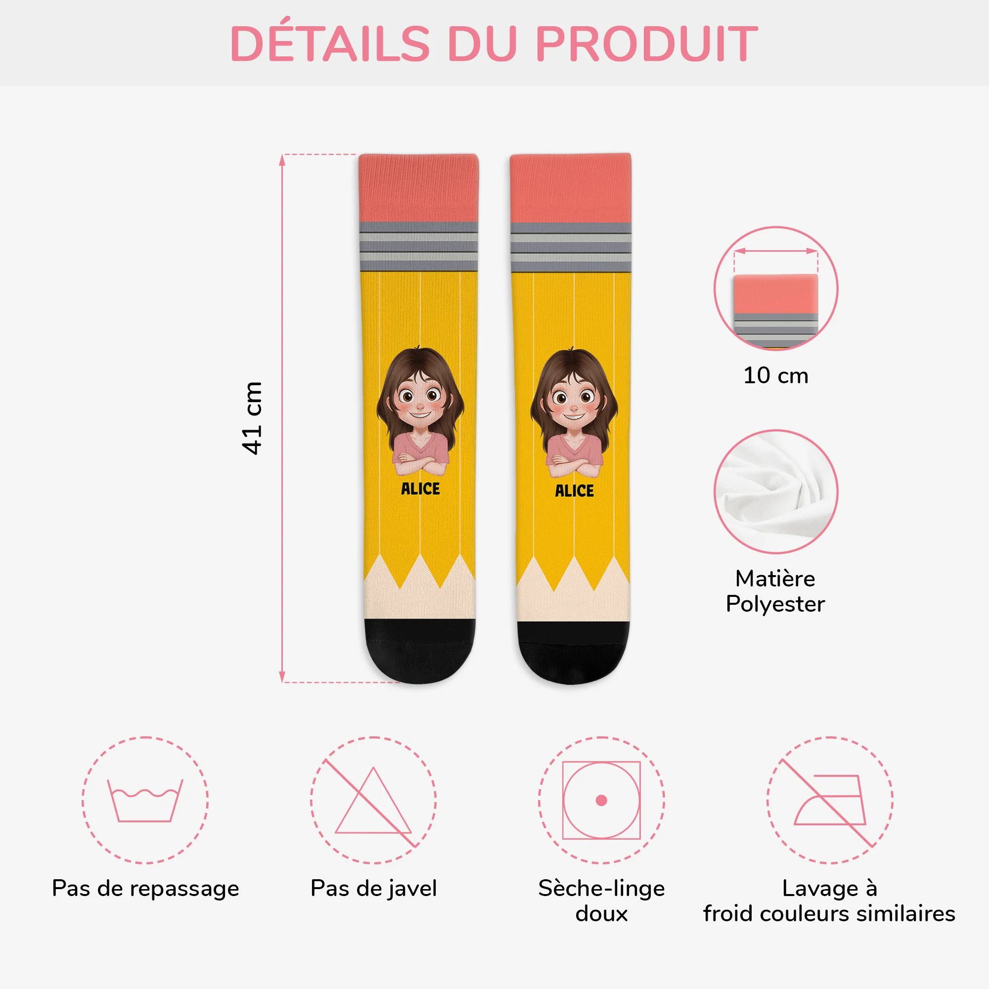 Chaussette Personnalisé Prenom Humour Pour Enfant - Image 4