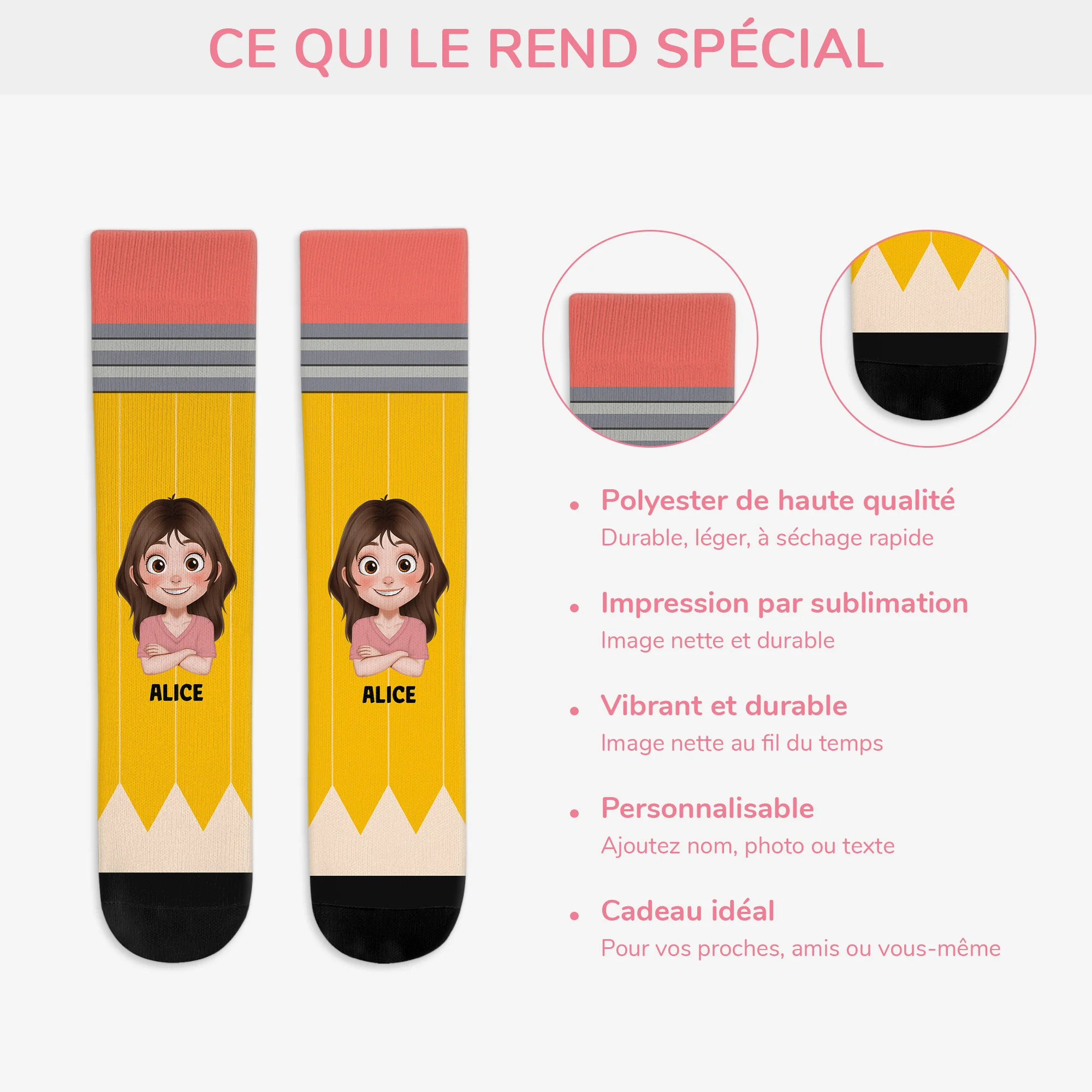 Chaussette Personnalisé Prenom Humour Pour Enfant - Image 5