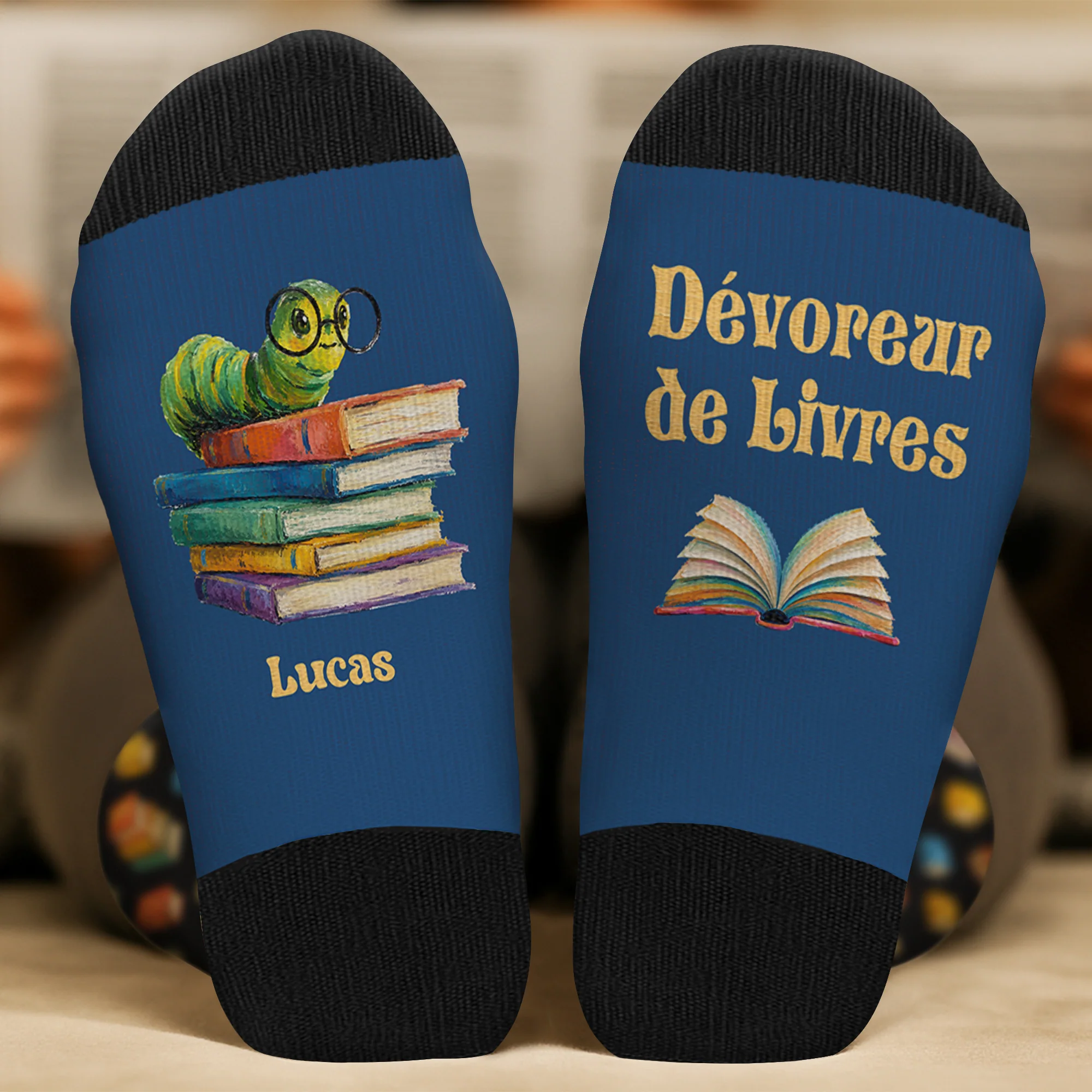 Chaussettes Personnalisées Lecture Pour Femme Homme - Dévoreuse De Livres - Image 2