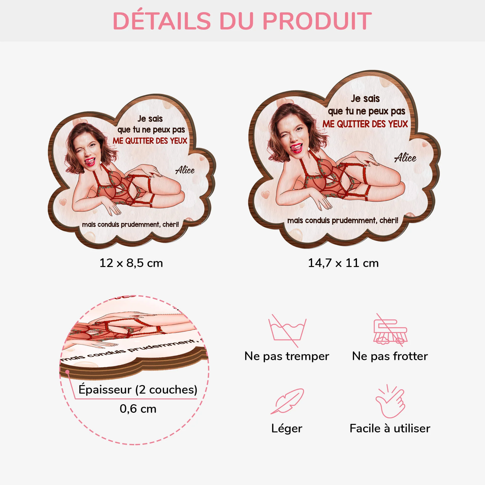 Cadeau Couple Personnalisé - Clip Pare-Soleil Voiture - Conduis Prudemment, Chéri - Image 4