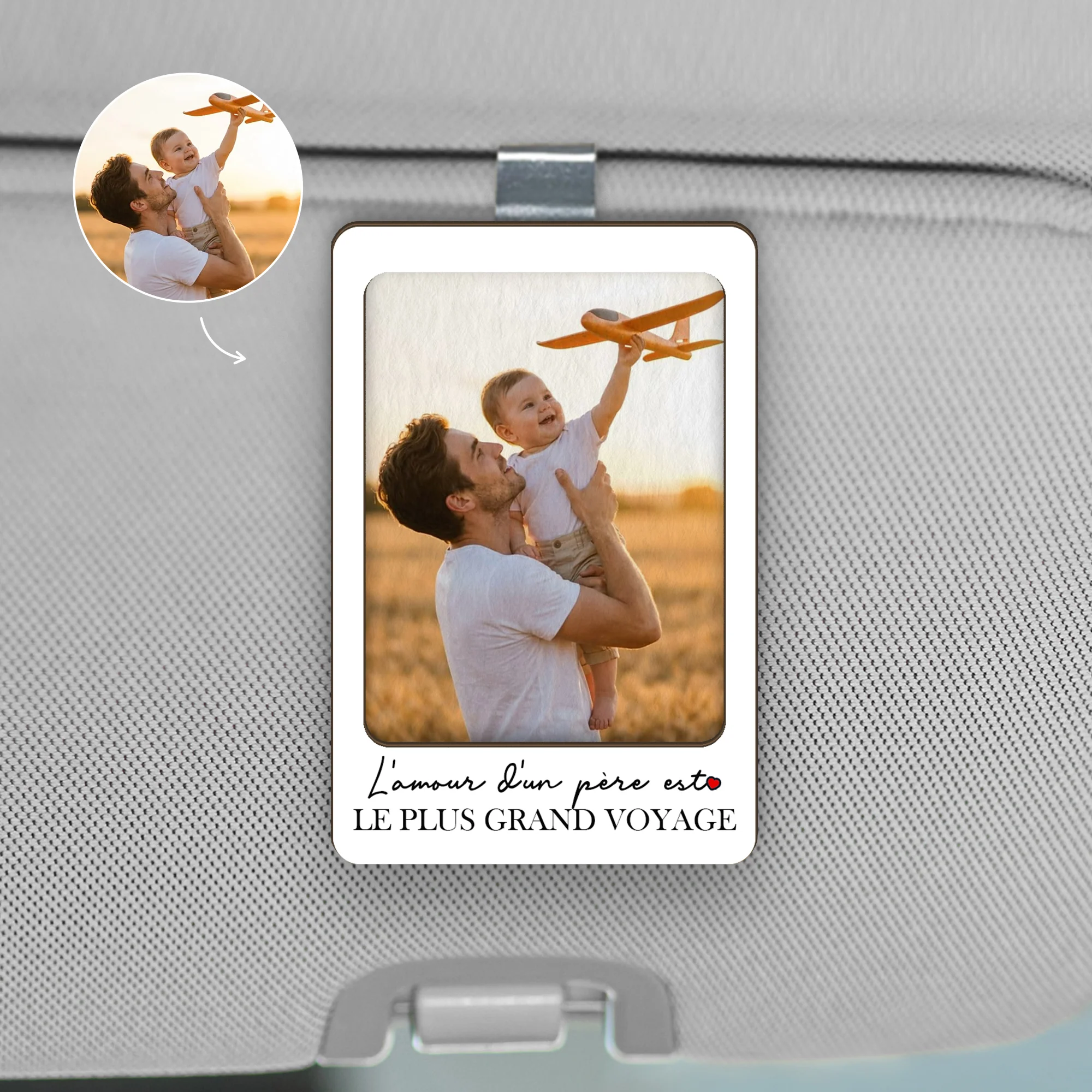 Clip Pare-Soleil De Voiture Personnalisé - Ton Amour Cadeau Papa Avec Photo