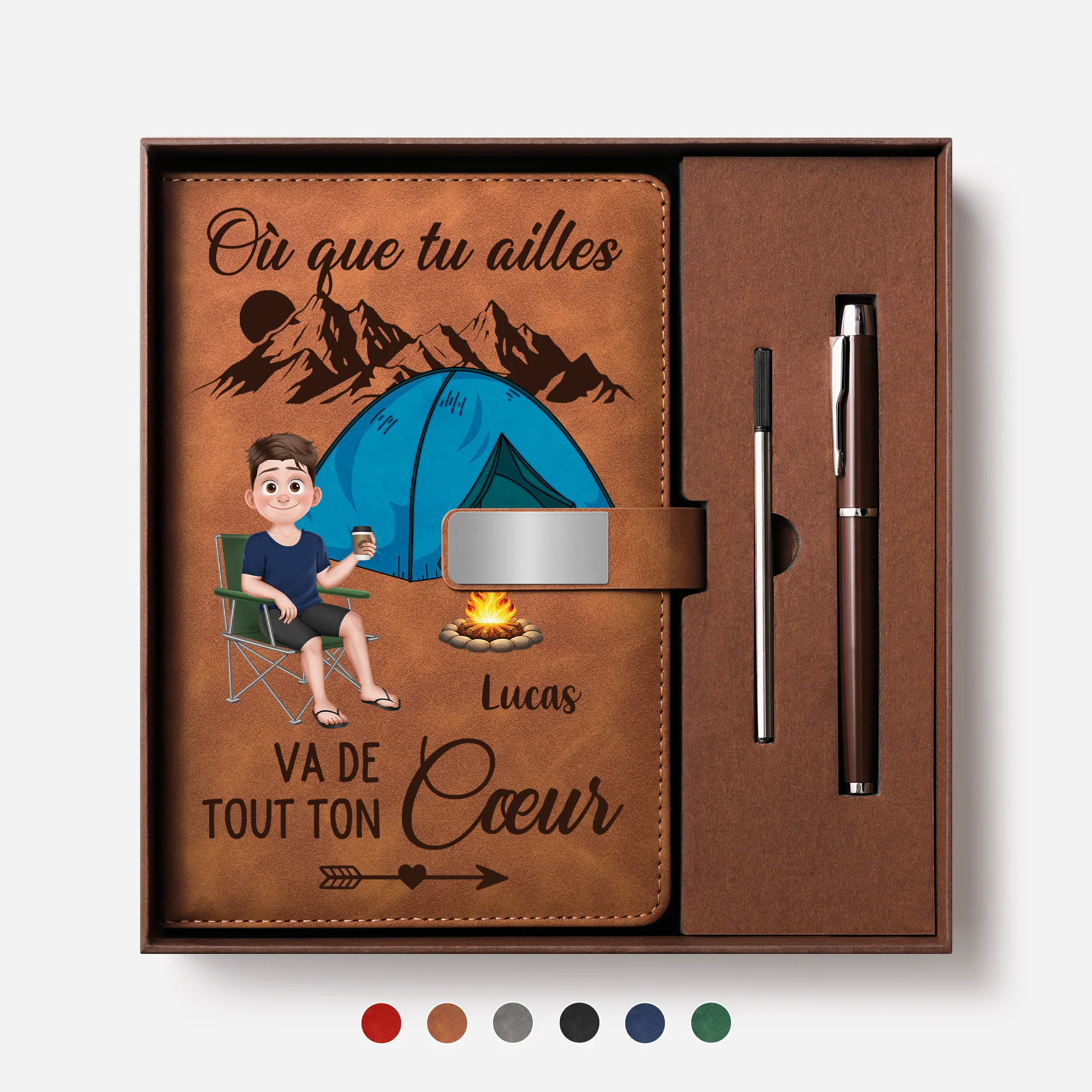 Coffret Carnet À Personnaliser Femme/Homme - Où Que Tu Ailles Cadeau De Voyage Et Camping