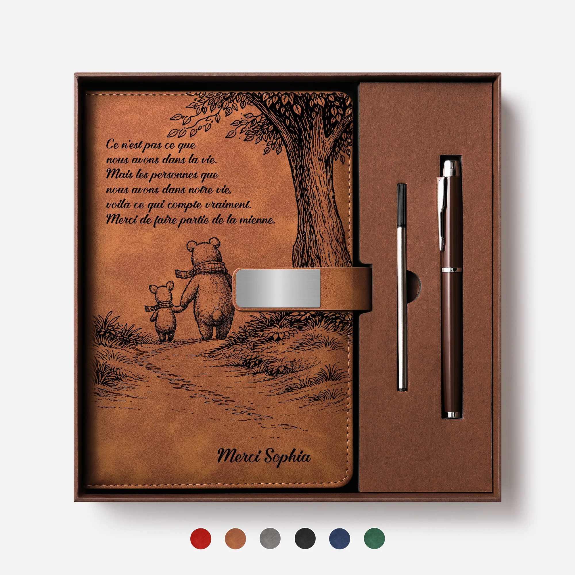 Coffret Carnet Cuir Personnalisé Meilleure Amie - Merci De Faire Partie De Ma Vie