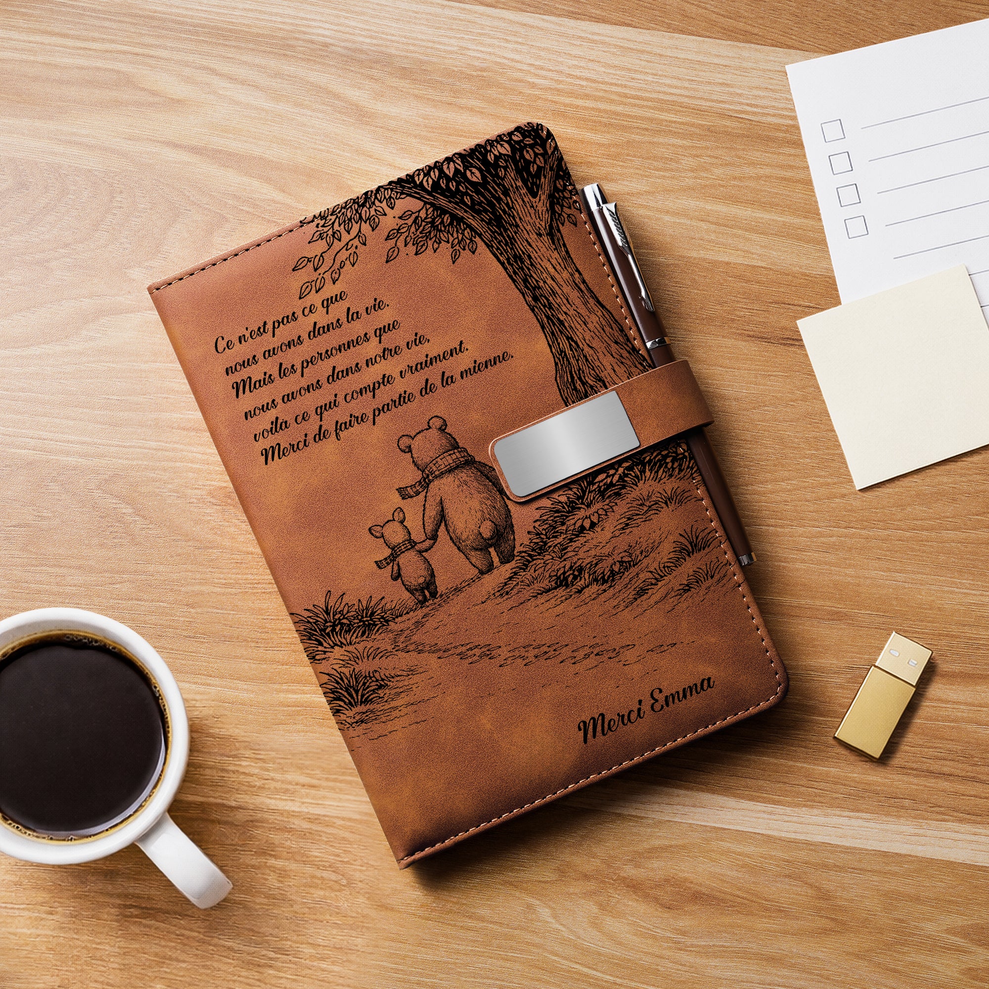 Coffret Carnet Cuir Personnalisé Meilleure Amie - Merci De Faire Partie De Ma Vie - Image 2
