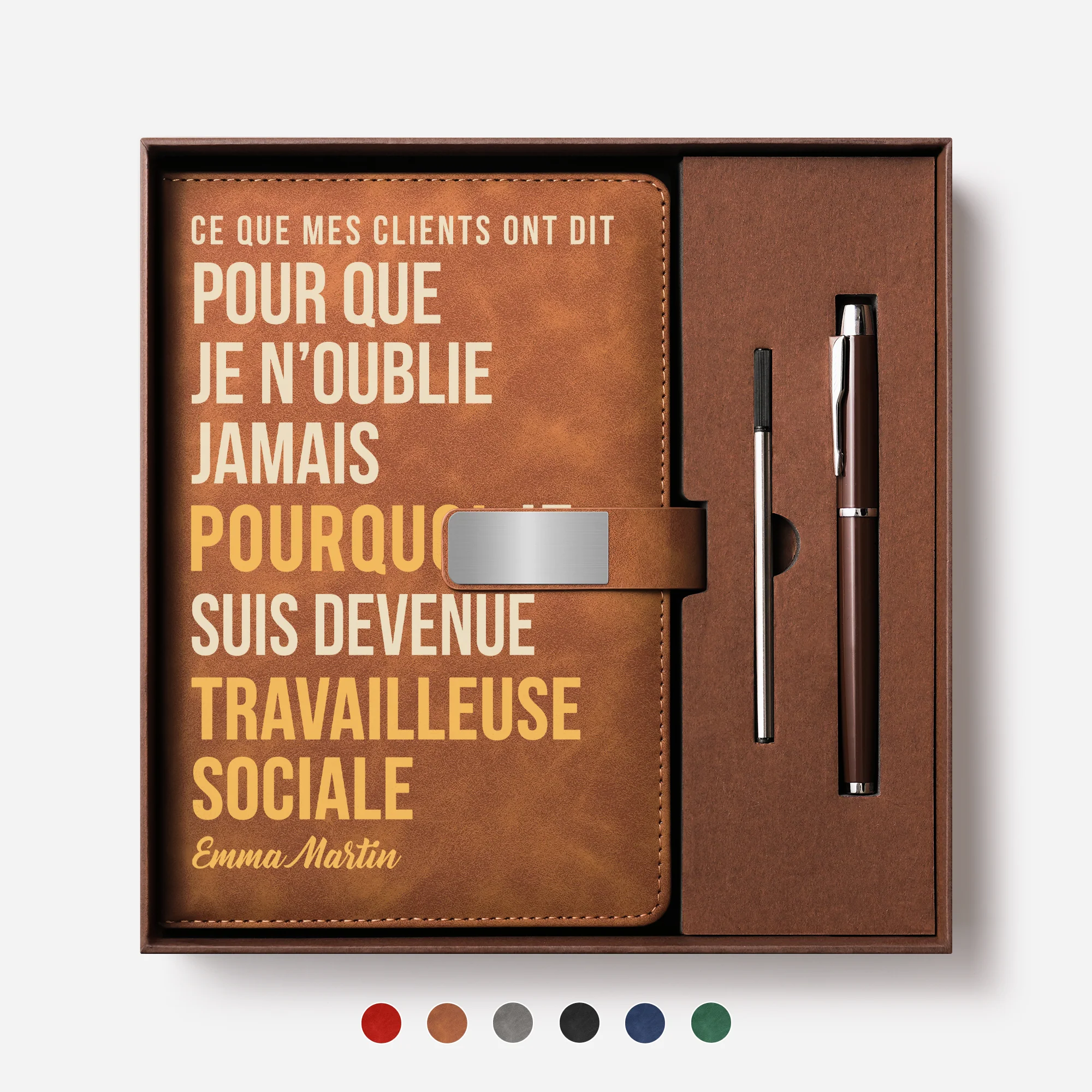 Coffret Carnet Cuir Personnalisé Thème Travail - Pourquoi Je Suis Devenue Travailleuse Sociale