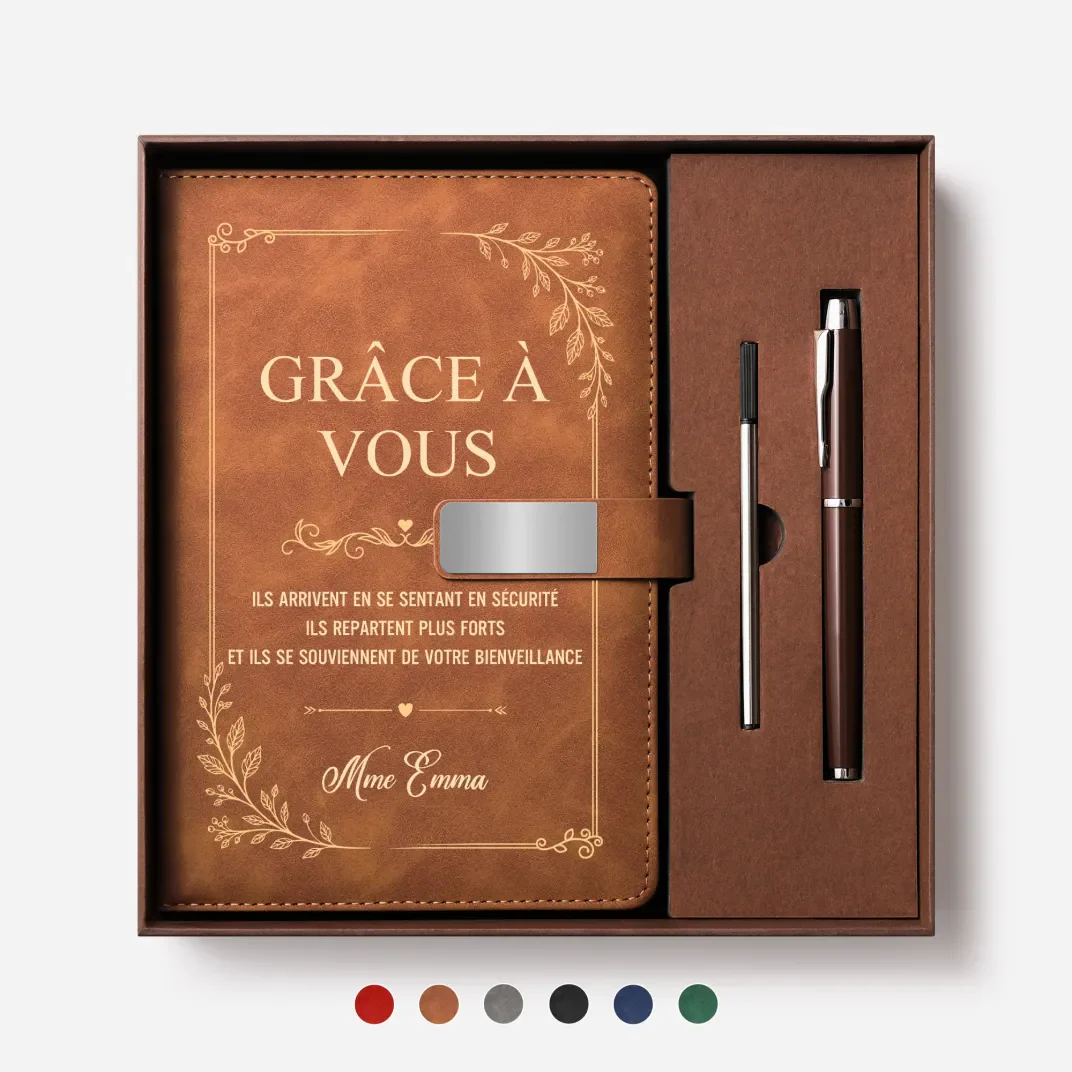 Coffret Carnet De Note Personnalisé Cadeau - Merci Professeur Grâce À Vous