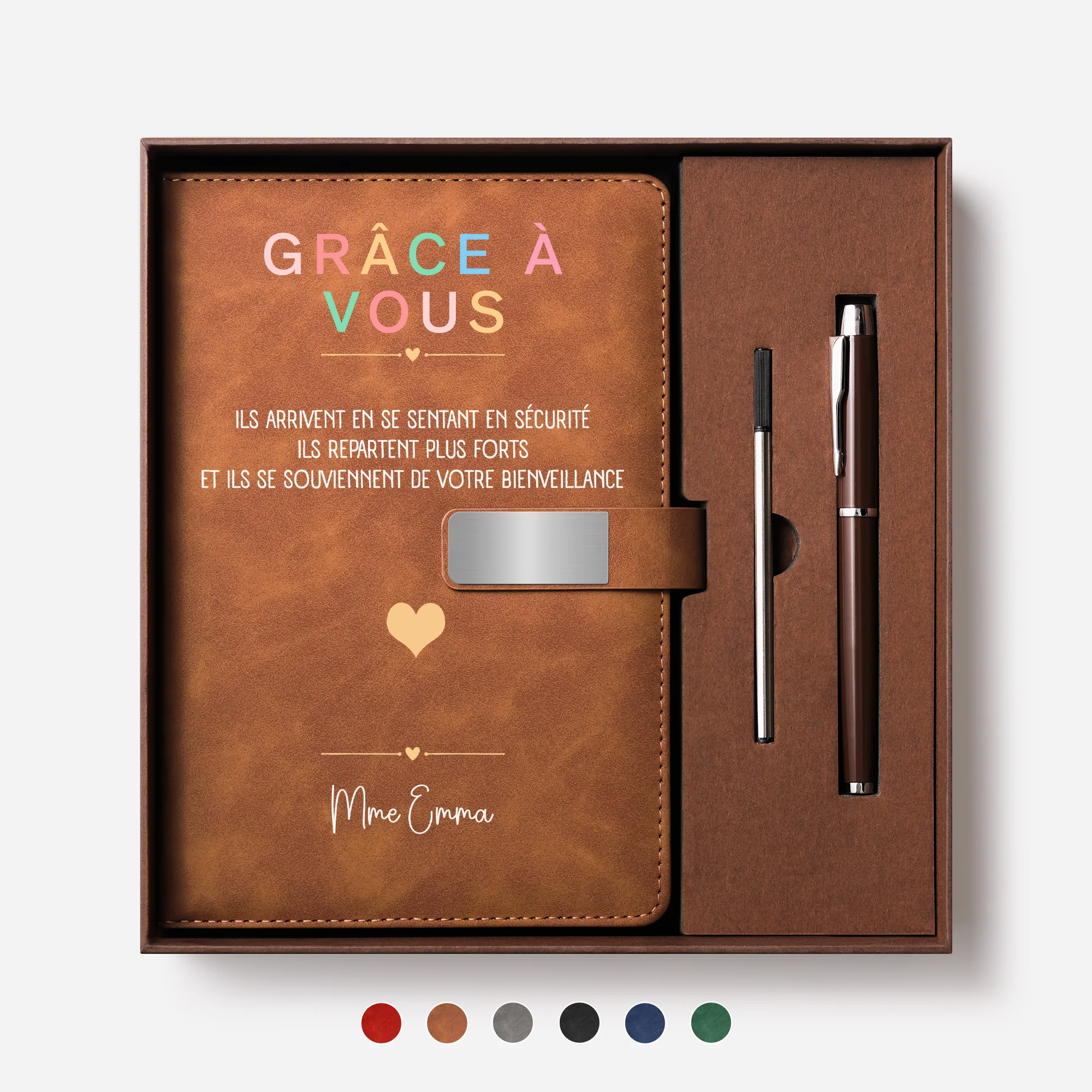 Coffret Carnet De Notes Personnalisé Pour Professeur - Grâce À Vous