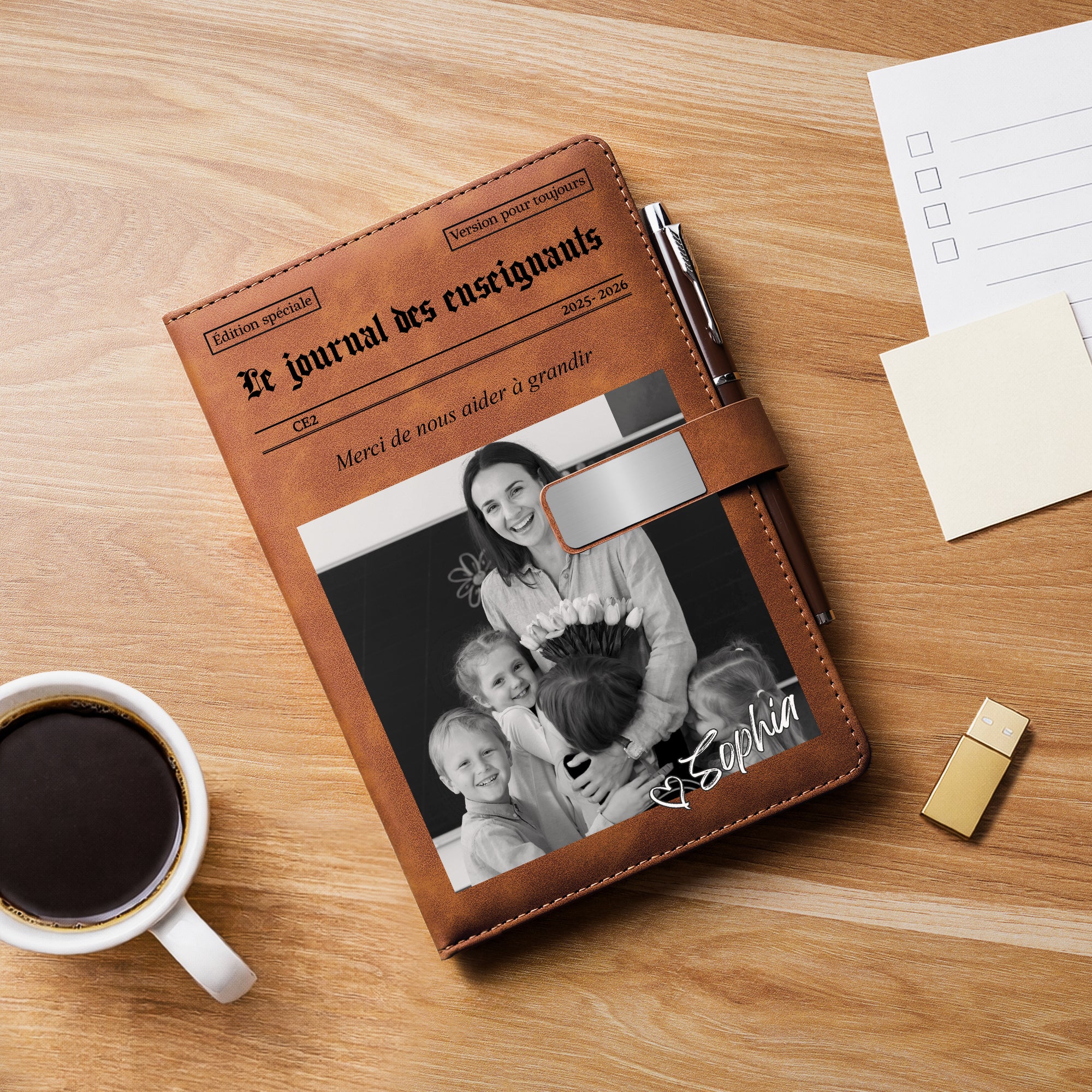 Coffret Carnet En Cuir Personnalisé Avec Photo - Le Journal Des Enseignants - Image 2