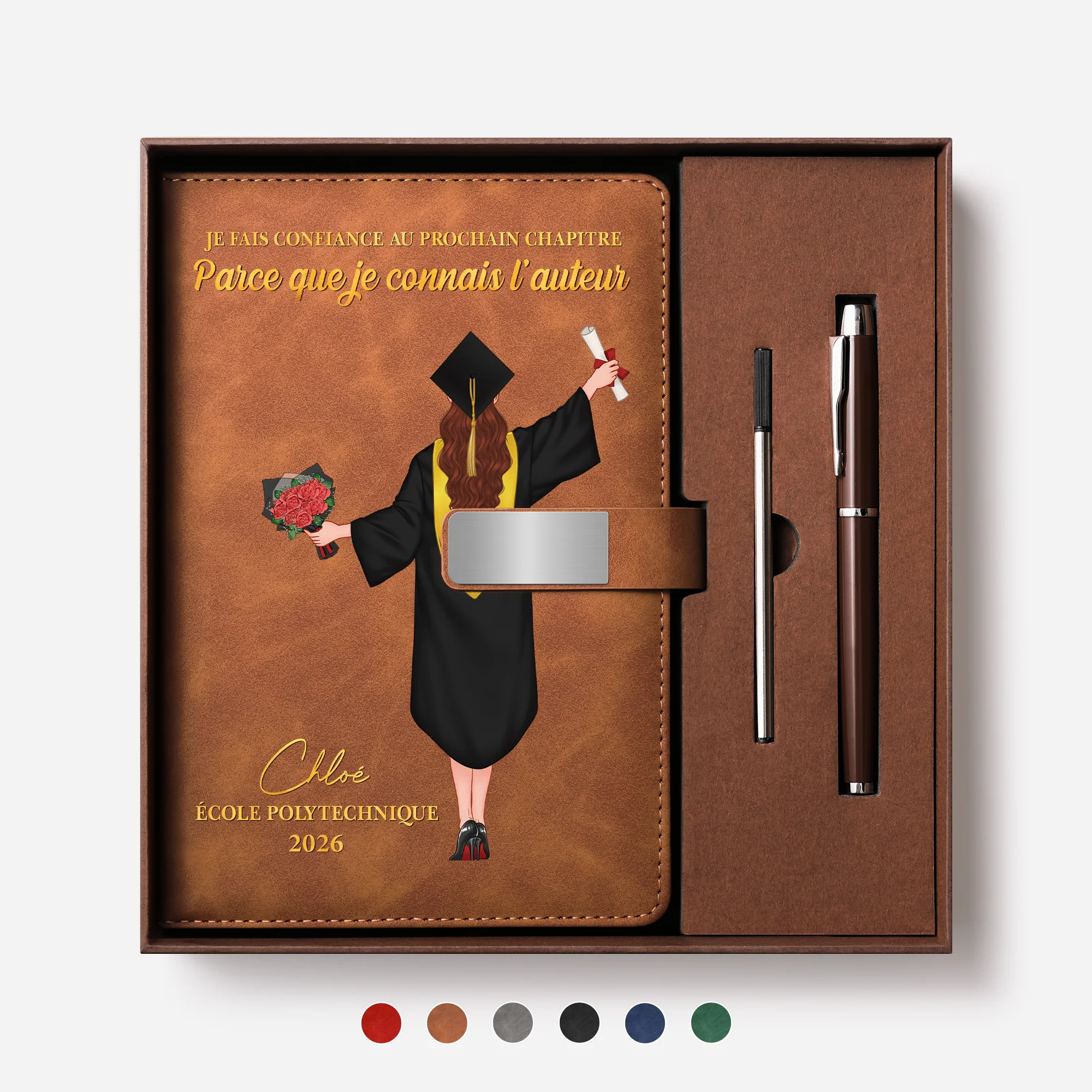 Carnet En Cuir Personnalisé | Prochain Chapitre Cadeau Félicitation Diplôme