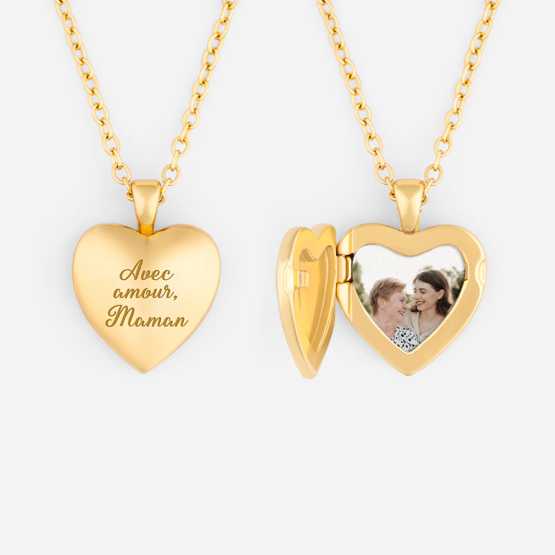 Collier Pour Homme Personnalisé | Cœur Photo Avec Amour Maman Mamie