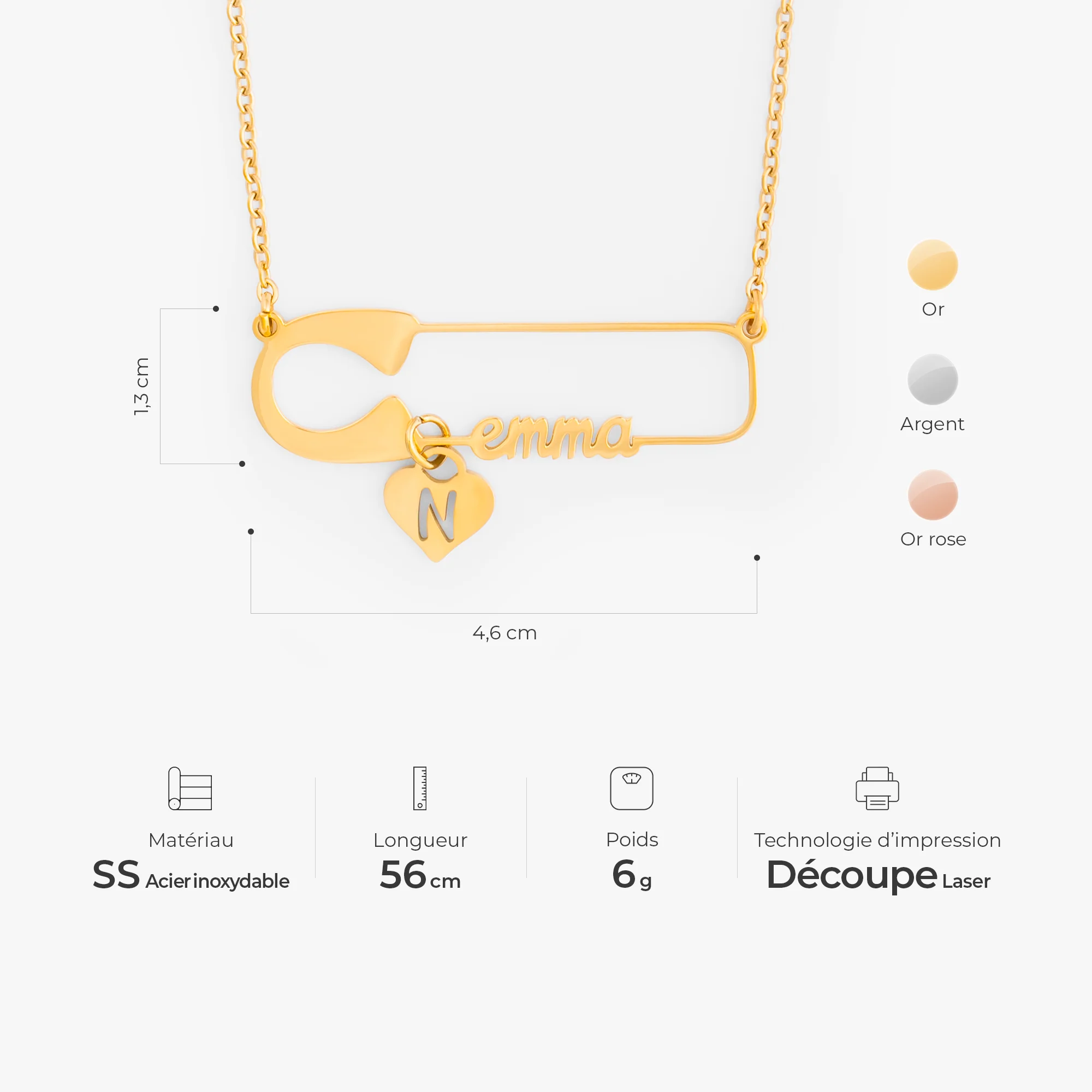 Collier Personnalisé Prénom - Épingle De Nourrice - Image 3