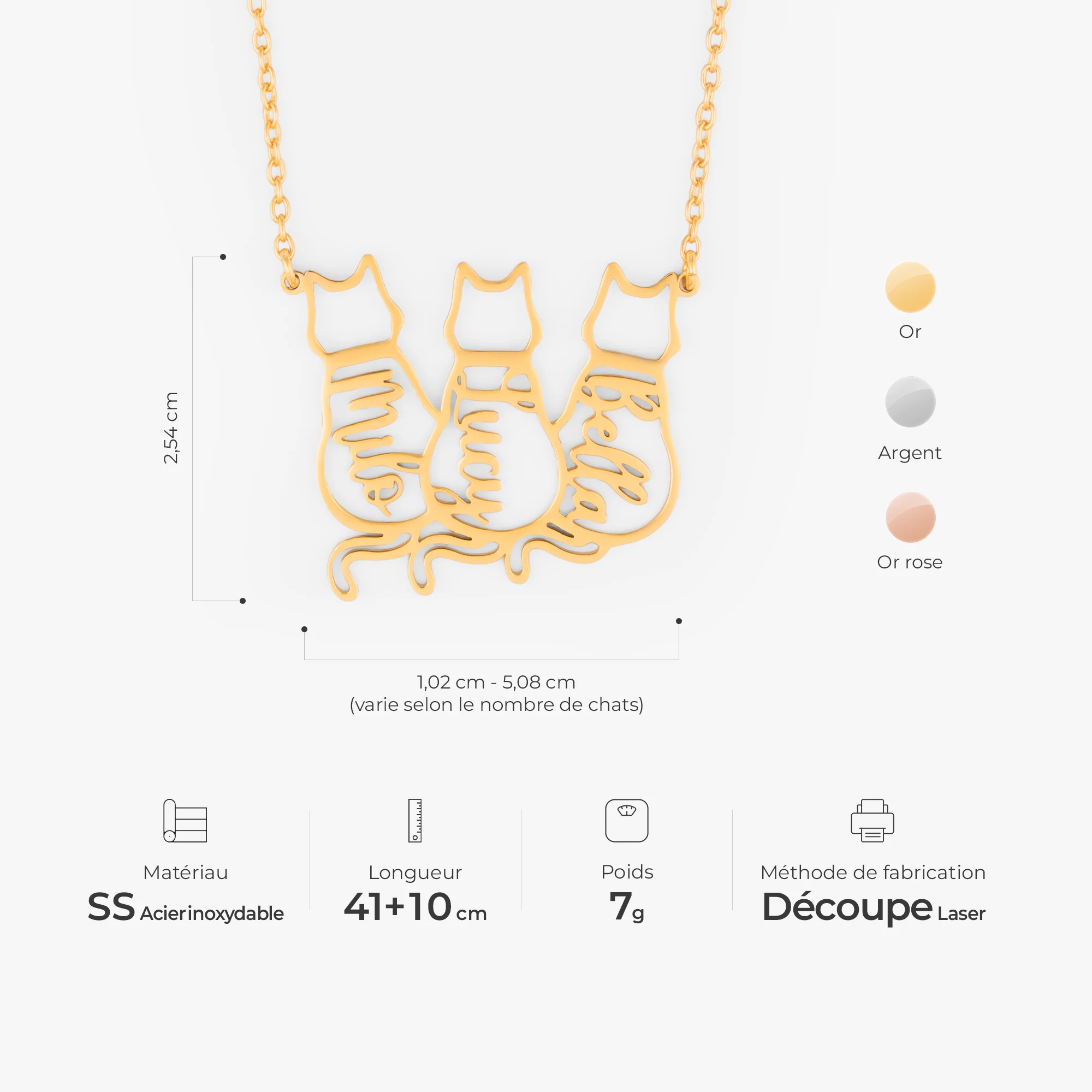 "Collier Personnalisé Prénom - Mon Joli Chat " - Image 3