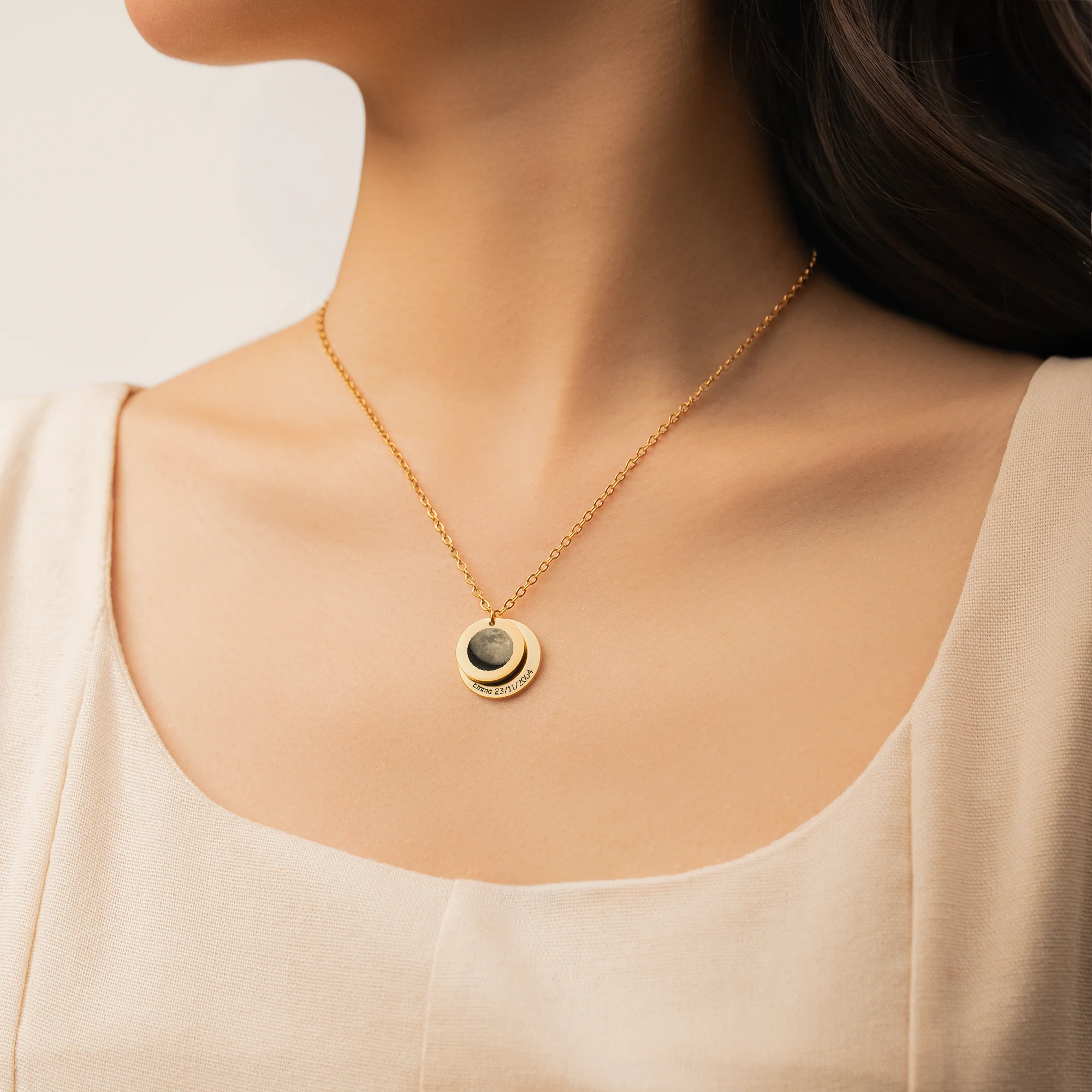 Collier Phase De La Lune Personnalisé - Cadeau Original Pour Anniversaire Femme Homme - Image 2