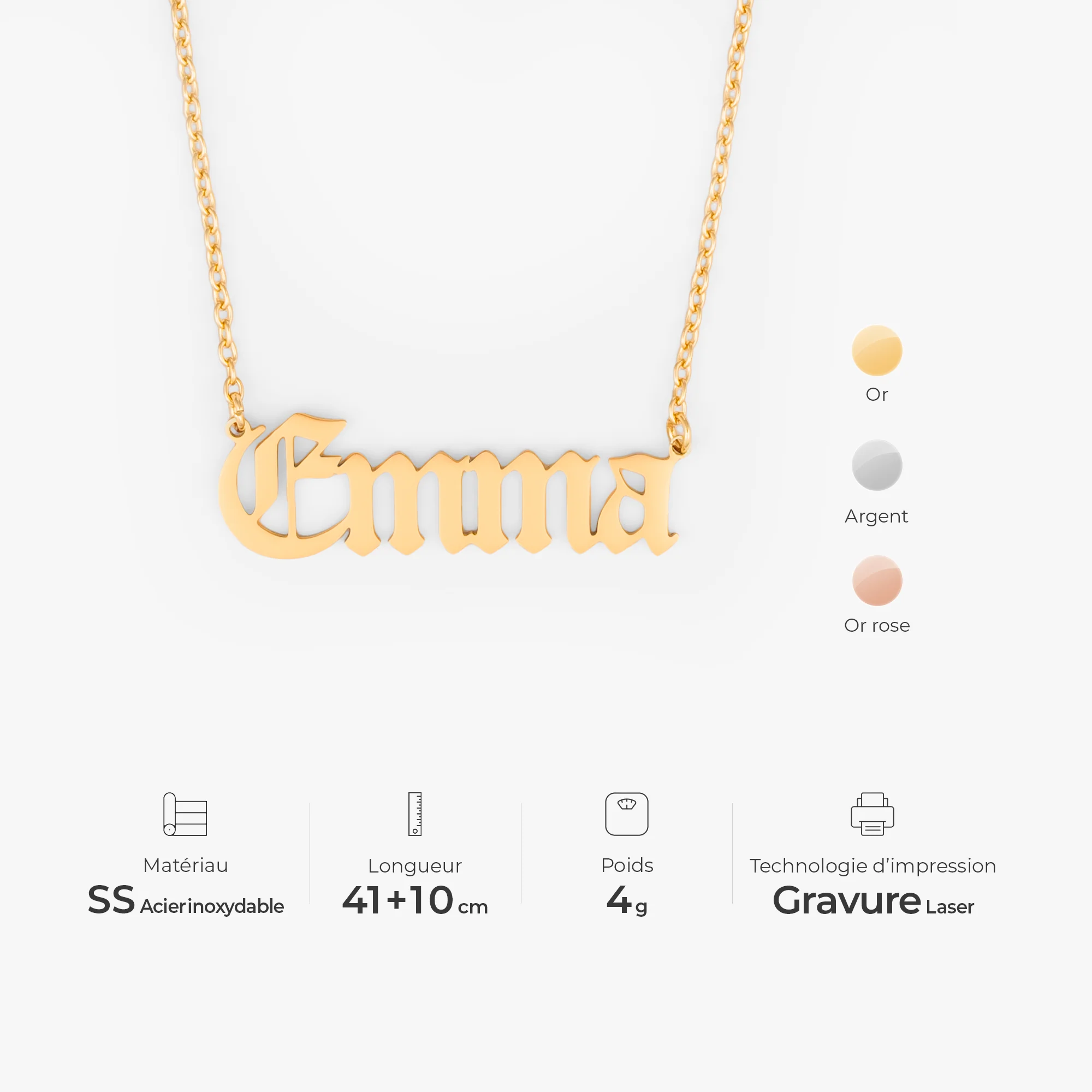 Collier Prénom Personnalisé  - Style Gothique - Image 3