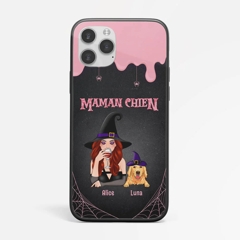 Coque de Téléphone iPhone 11 Maman Chien Halloween Personnalisée