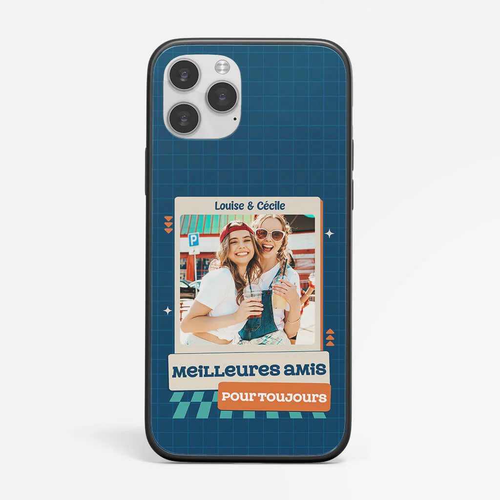 Coque de Téléphone iPhone 12 Meilleures Amies Pour Toujours Photo Besties Personnalisée