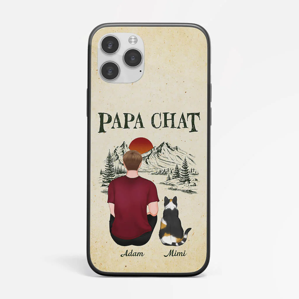 Coque Iphone 12 Papa Chat/Maman Chat Forêt Personnalisée