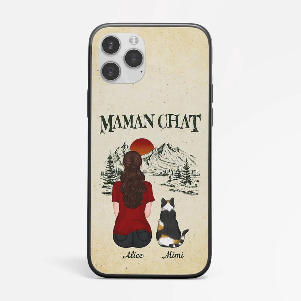 Coque Iphone 12 Papa Chat/Maman Chat Forêt Personnalisée - Image 2
