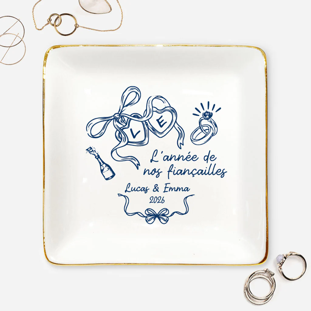 Coupelle À Bijoux Personnalisée Pour Couple - Année De Nos Fiançailles Notre Mariage