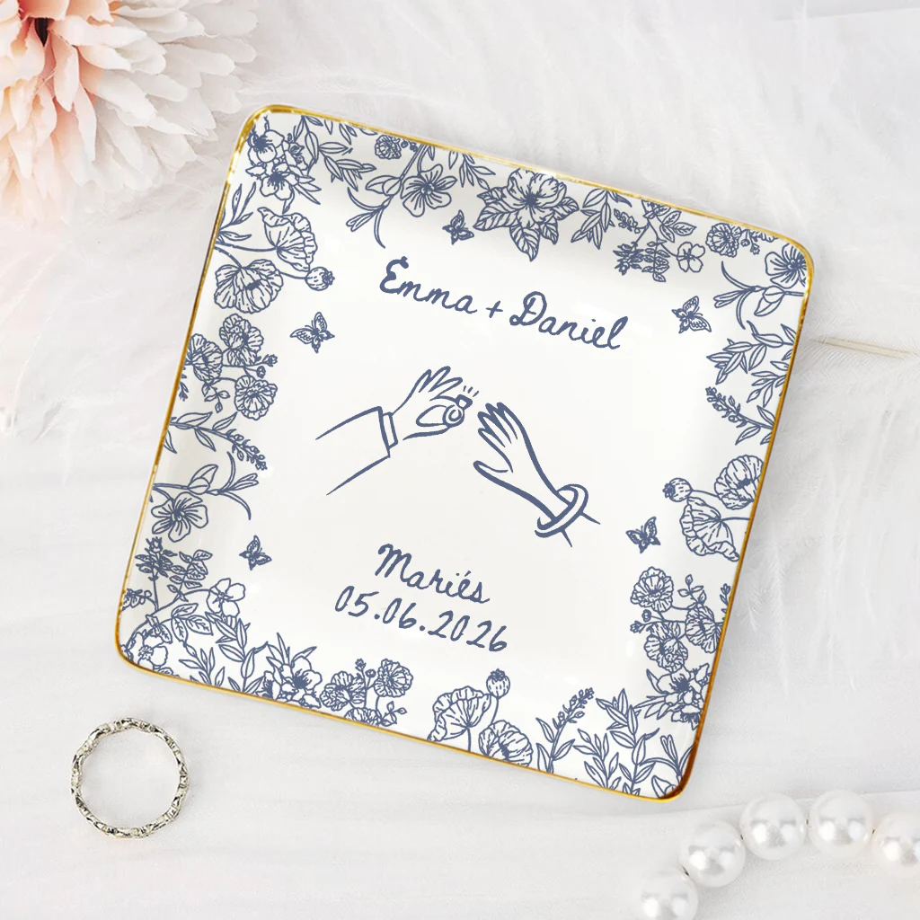 Coupelle Bijoux Céramique Personnalisée - Cadeau Pour Couple Fiançailles Et Mariage - Image 2