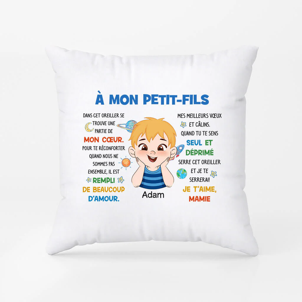 Coussin Cadeau Personnalisé pour Petit-Fils