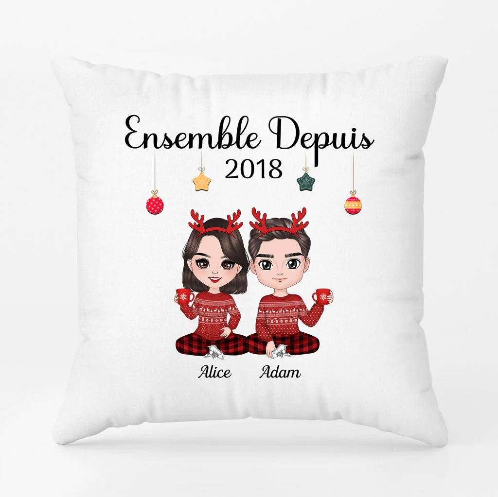 Coussin personnalisé Noël – Couple Ensemble Depuis
