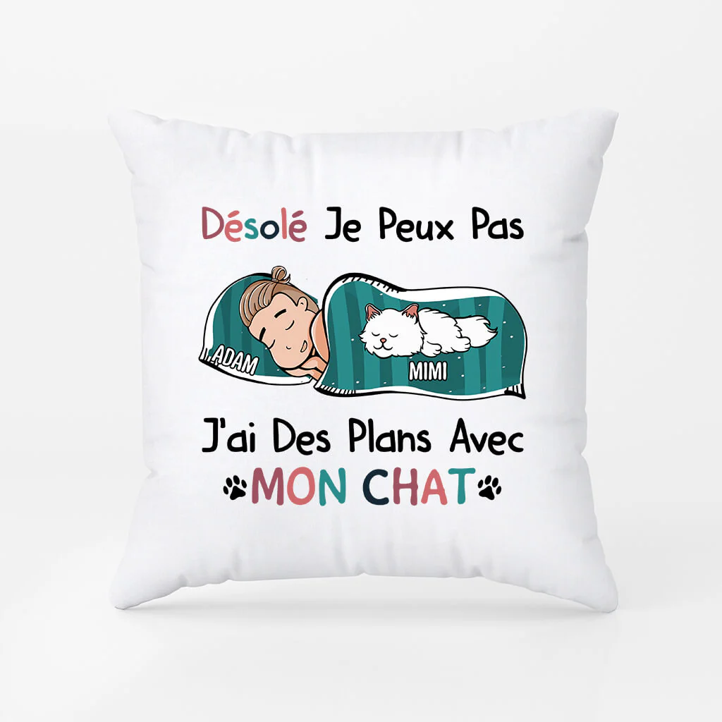 Coussin Chat Personnalisé | J’ai Des Plans Avec Mon Chat