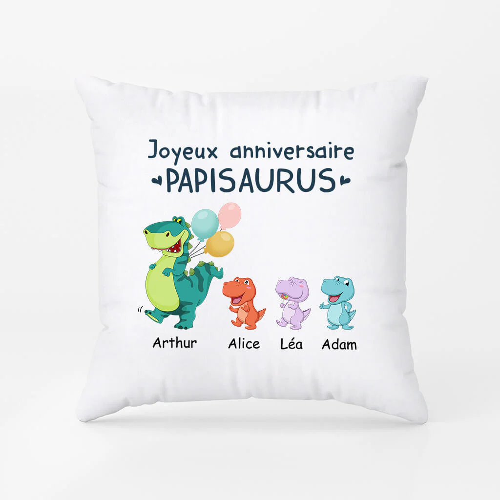 Coussin Personnalisé Anniversaire - Joyeux Anniversaire Papasaurus - Image 2